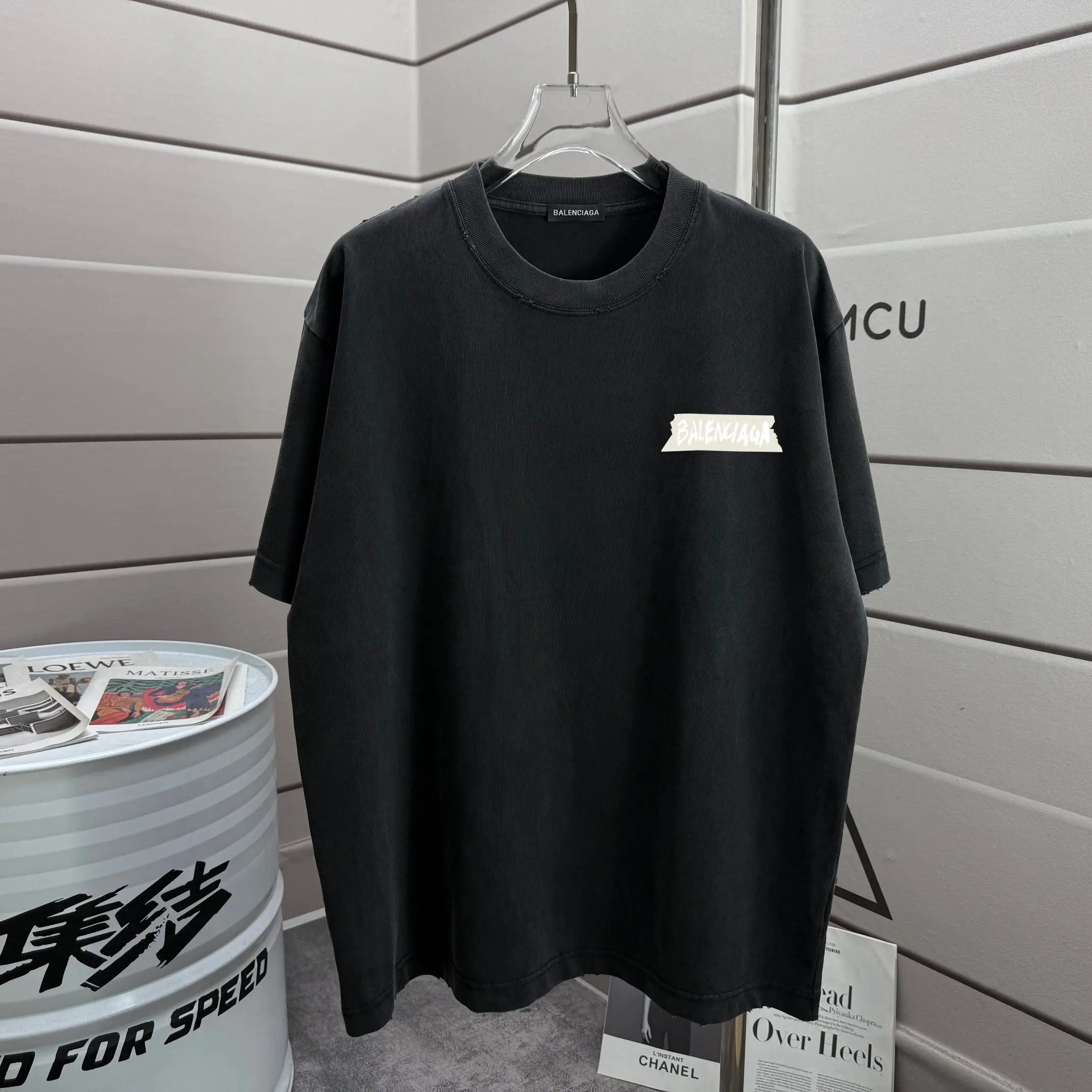 Distressed Logo-Print Cotton T-Shirt D14015599