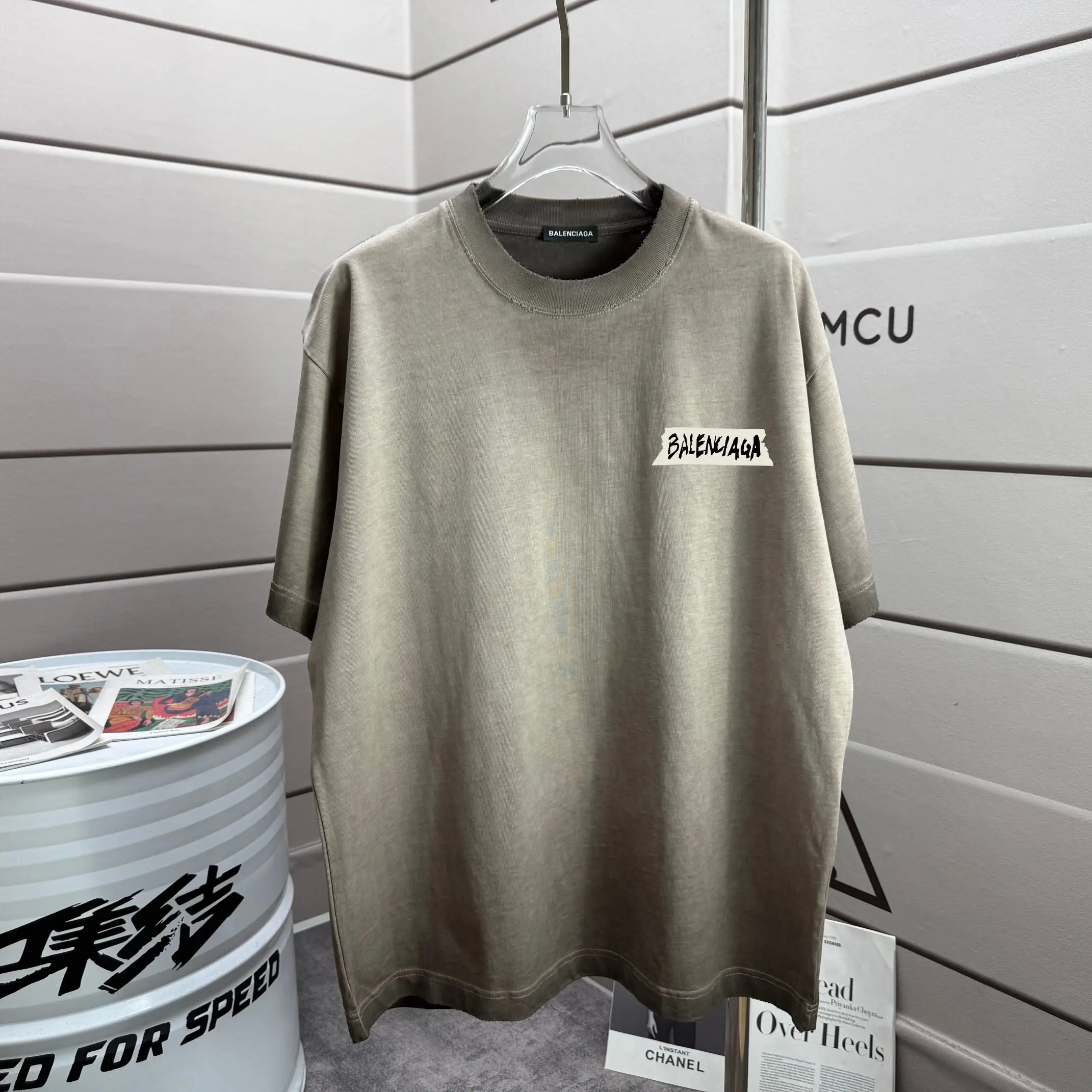 Logo-Print Distressed Washed Cotton T-Shirt D14015602