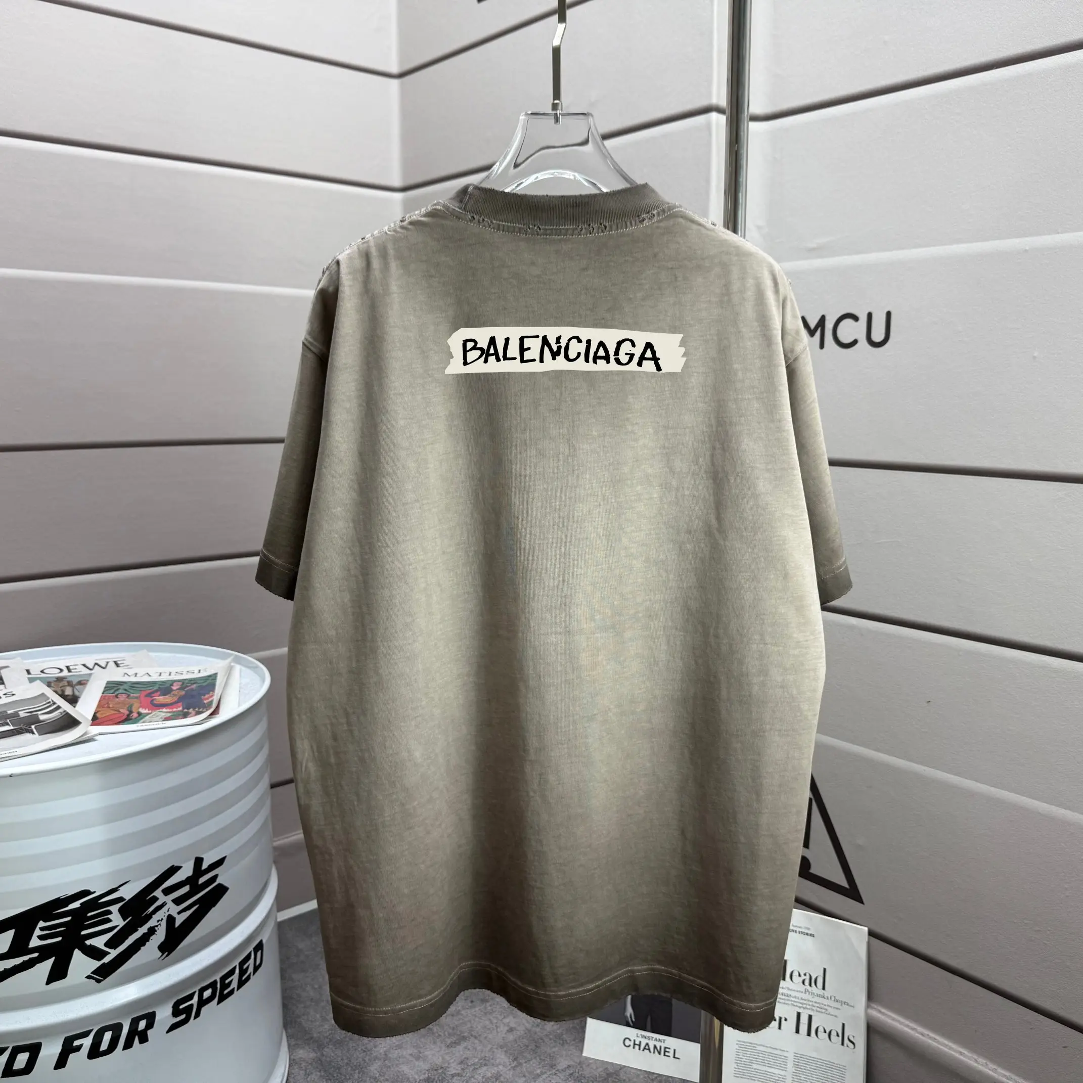 Logo-Print Distressed Washed Cotton T-Shirt D14015602 — view 2