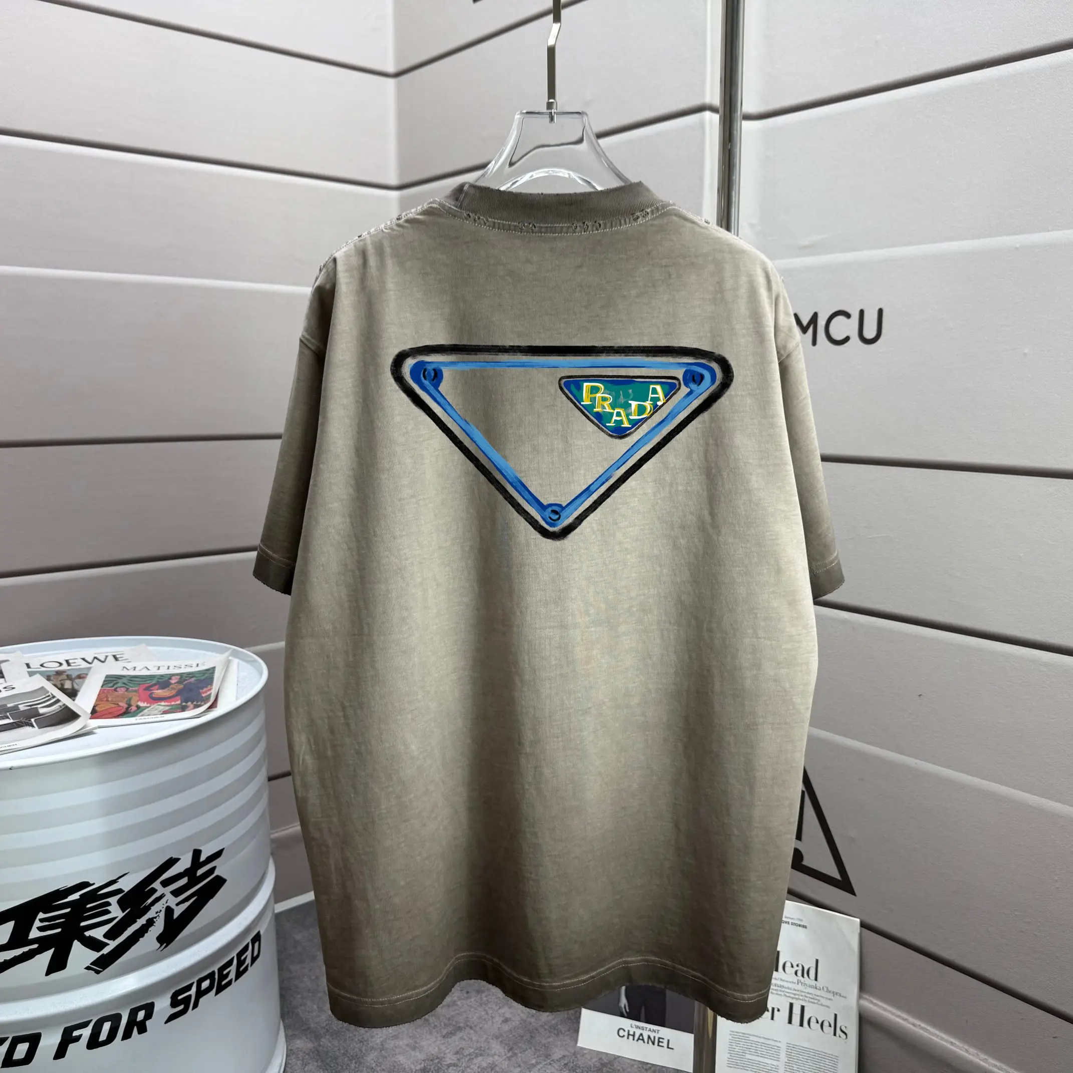 Distressed Logo-Print Cotton T-Shirt D14015598