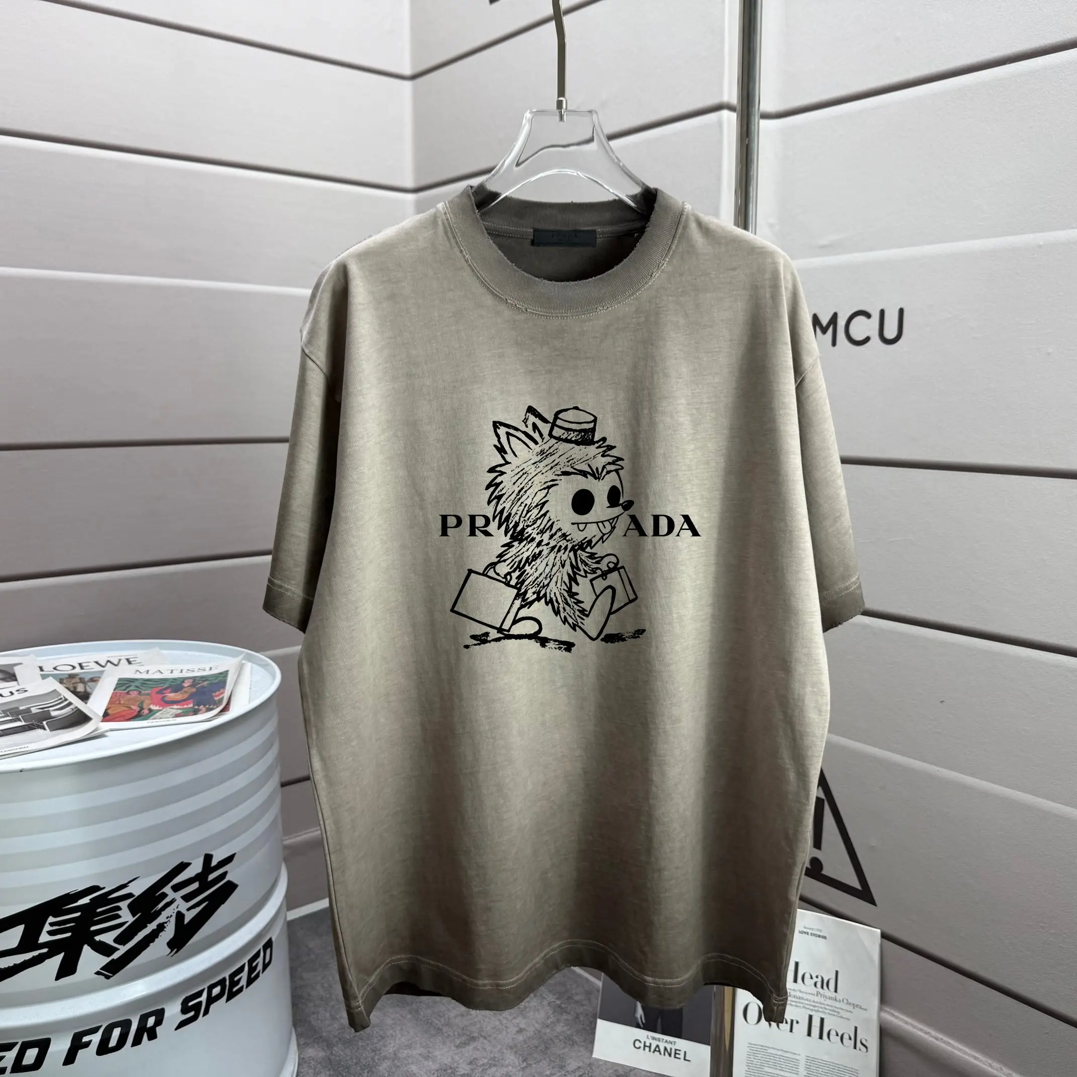 Graphic Print Washed Cotton T-Shirt D14012568