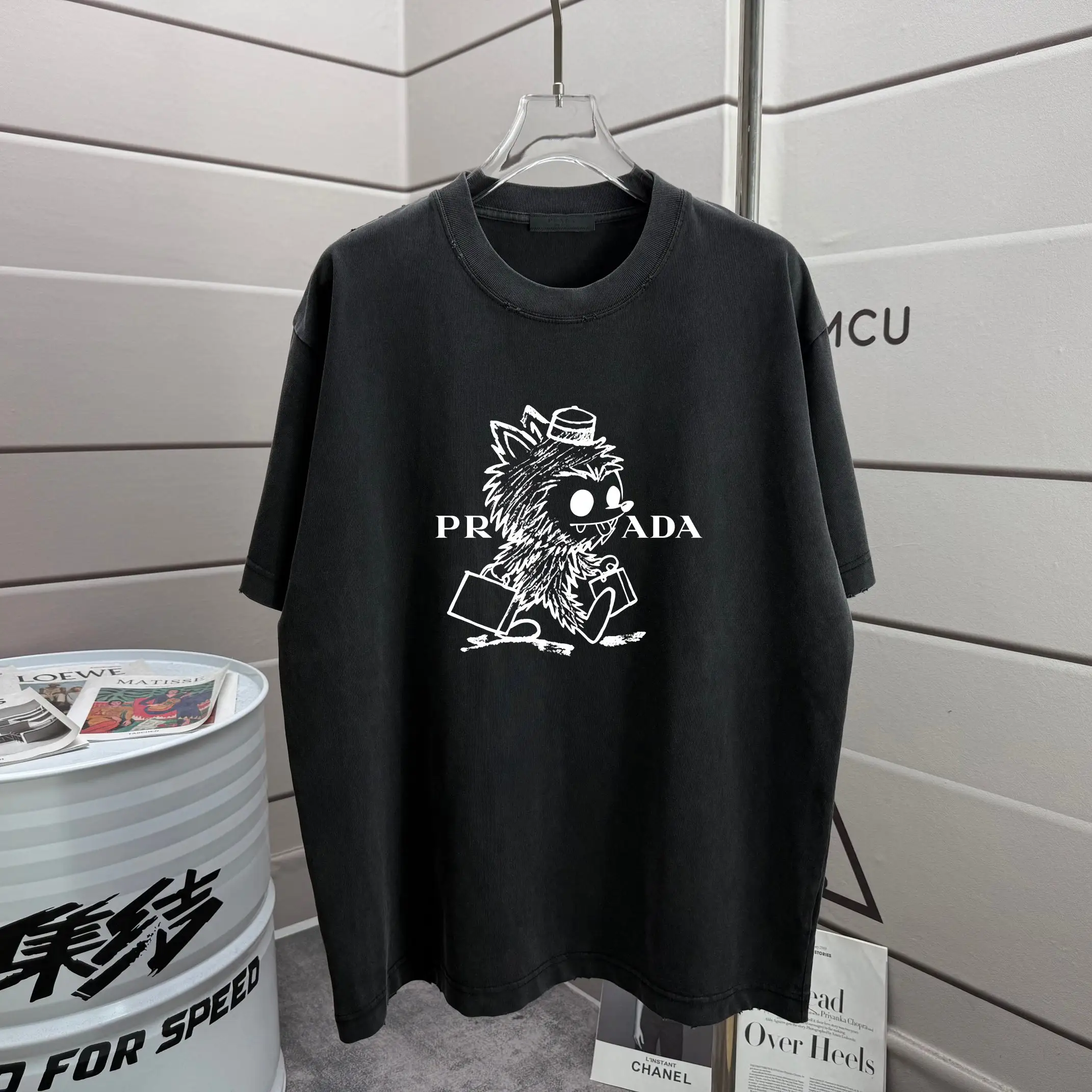Graphic Print Washed Cotton T-Shirt D14012566
