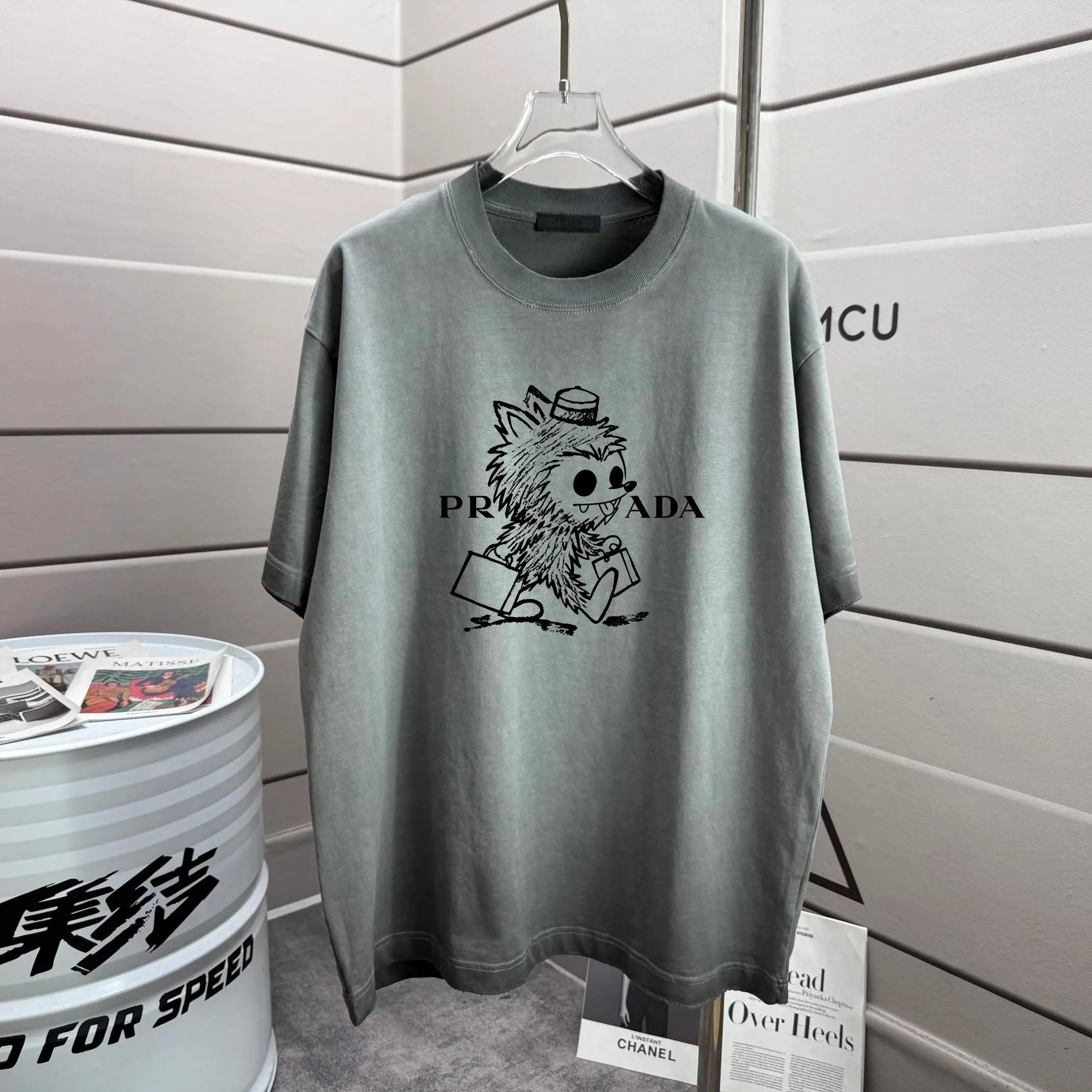 Graphic Print Washed Cotton T-Shirt D14012567