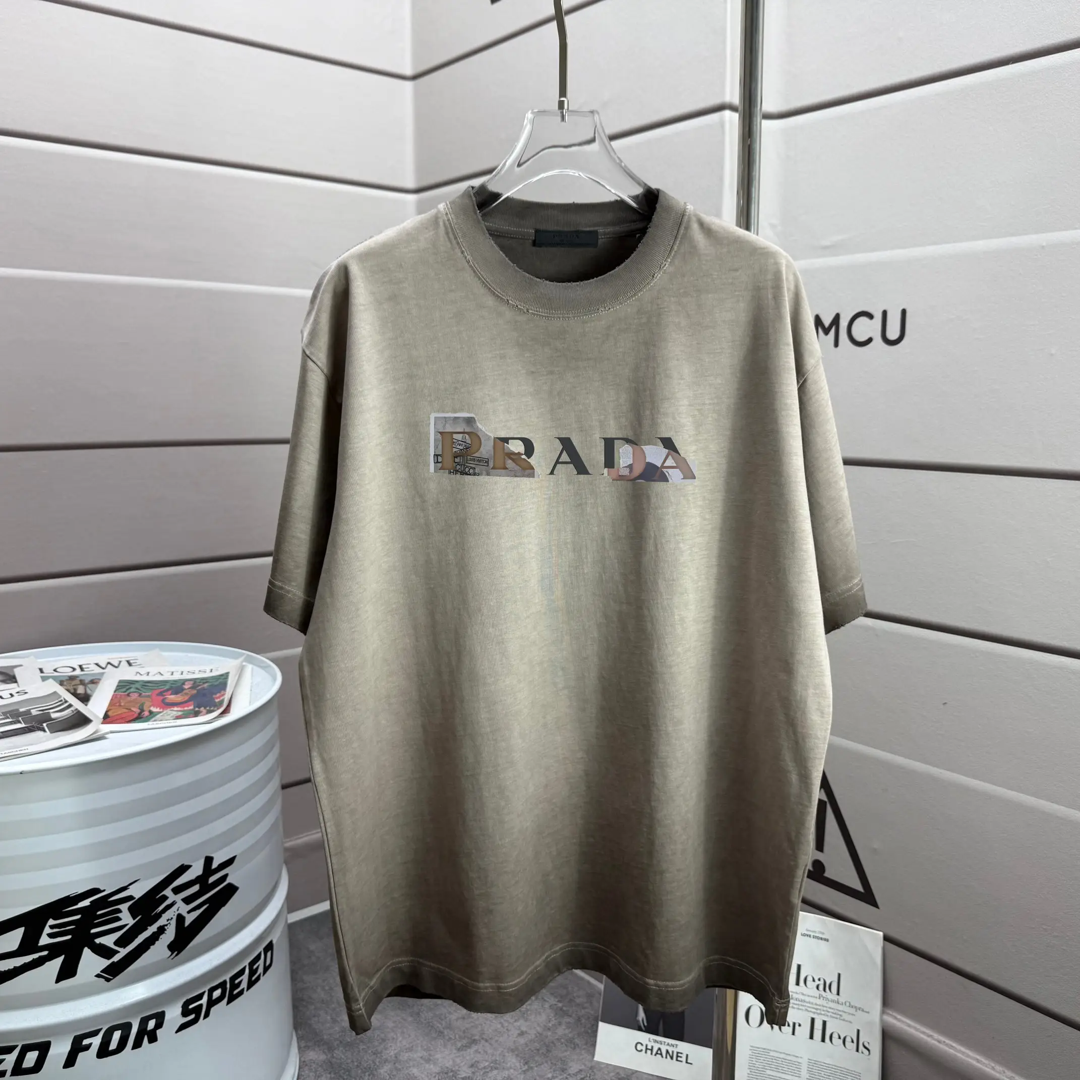 Logo Print Distressed Washed Cotton T-Shirt D14015573