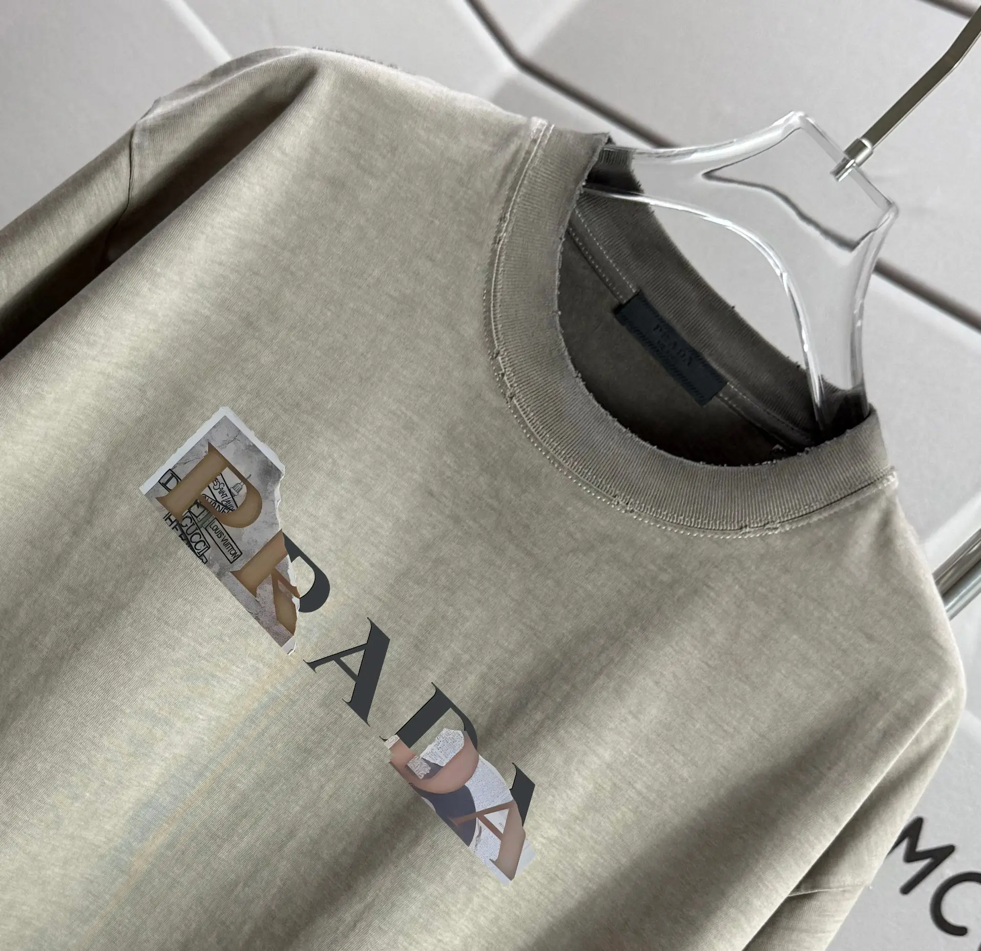 Logo Print Distressed Washed Cotton T-Shirt D14015573 — view 3