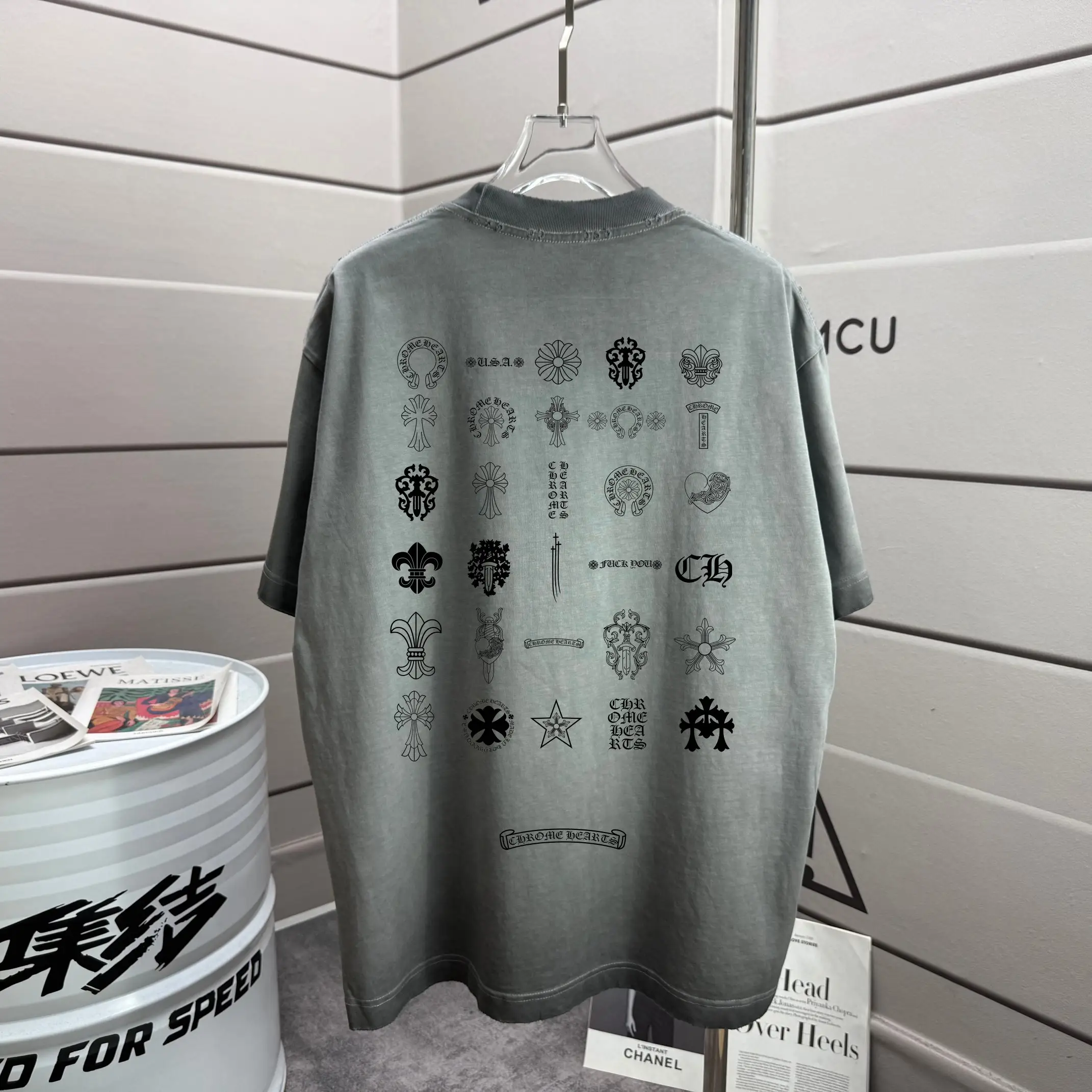 Washed Graphic Print Cotton T-Shirt D14015609