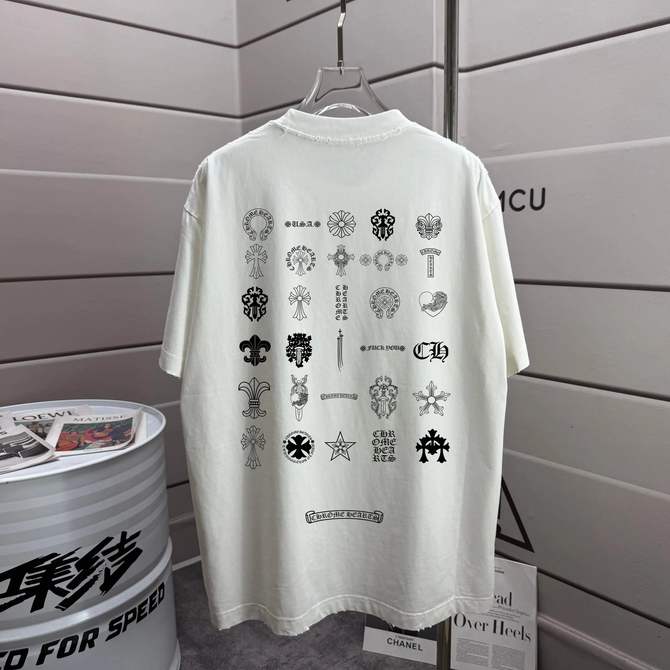 Distressed Multi-Logo Graphic T-Shirt D14015608