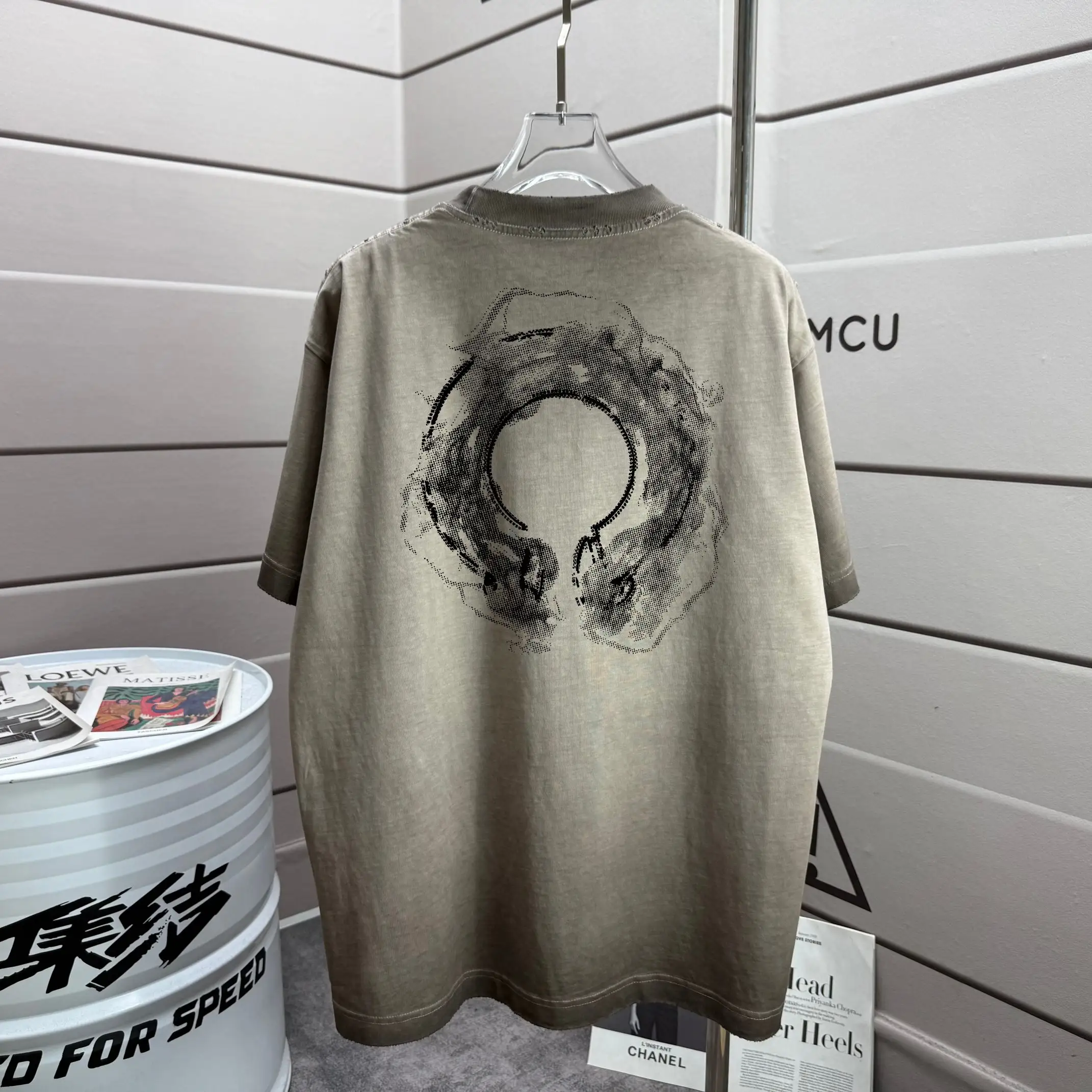 Washed Distressed Graphic T-Shirt D14015606