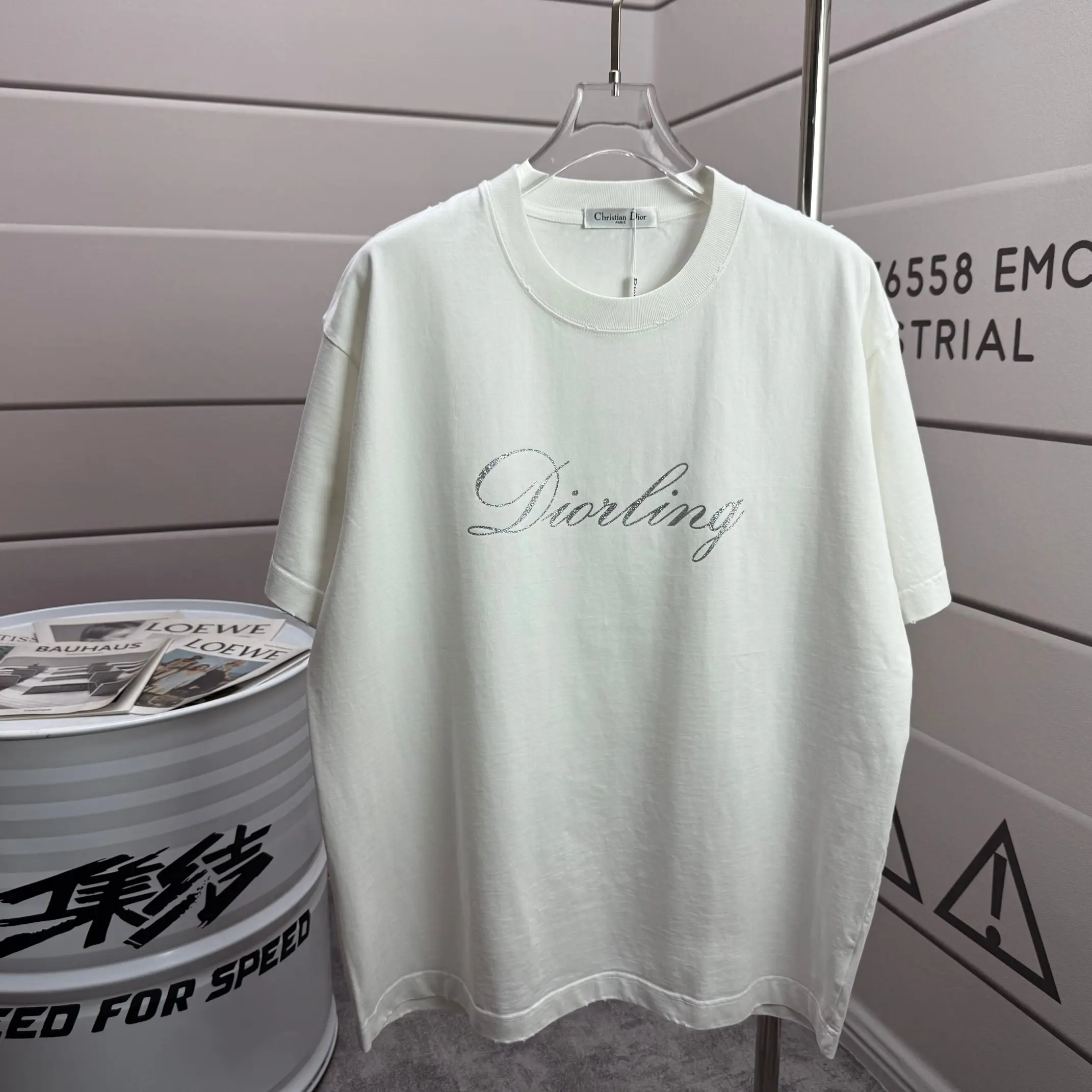 Diorling Logo Print Cotton T-Shirt D14012534