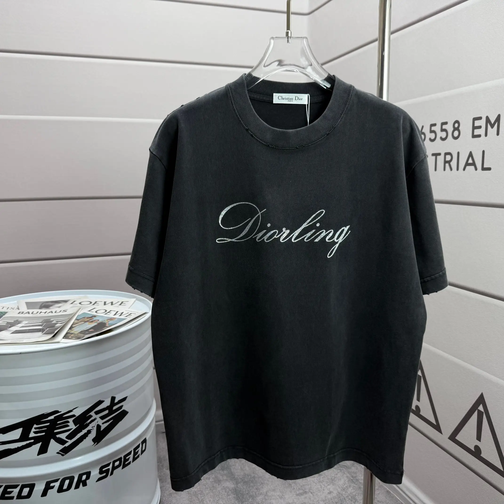 Diorling Logo Washed Cotton T-Shirt D14012535