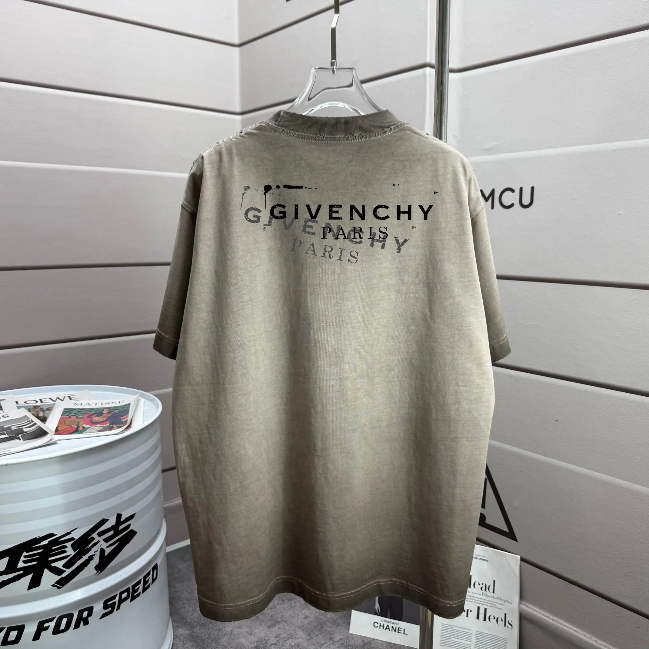 Logo Print Washed Distressed T-Shirt D14015594