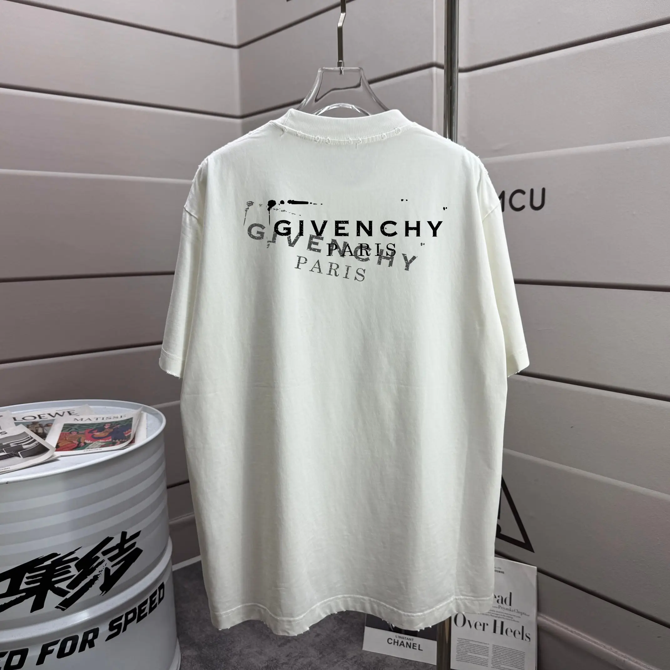 Distressed Logo Print Cotton T-Shirt D14015592