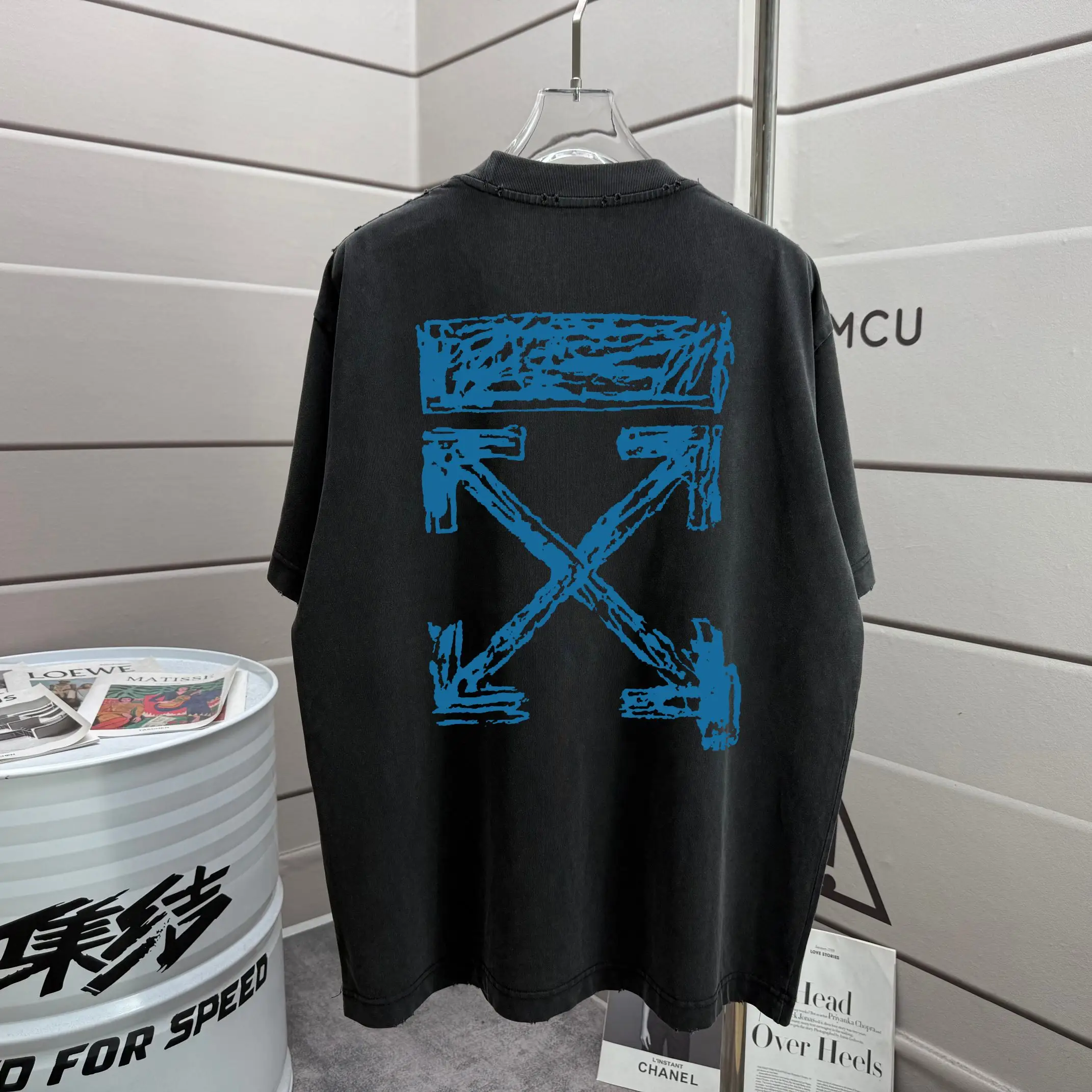 Arrows Logo Distressed Washed Cotton T-Shirt D14015627