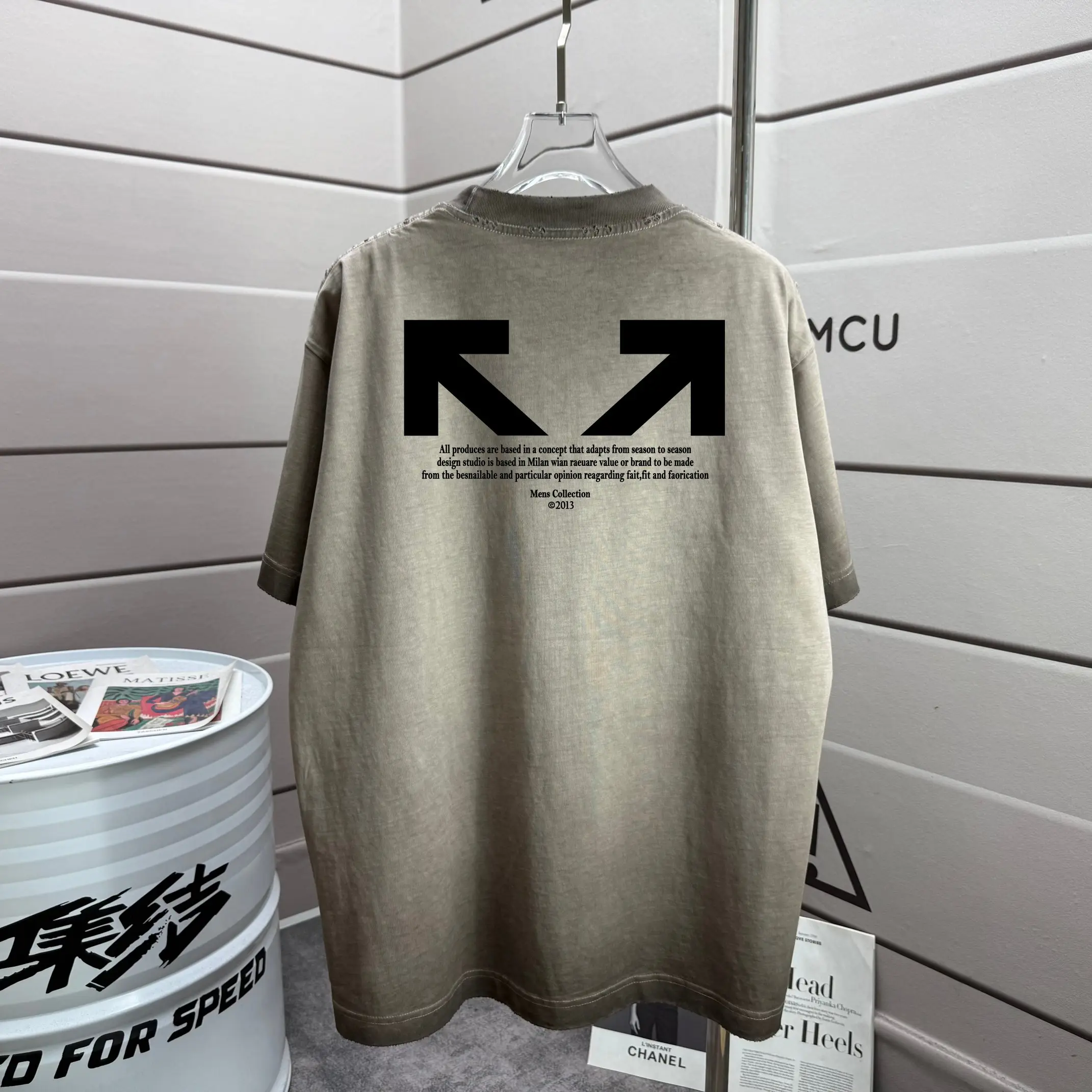 Distressed Logo Print Cotton T-Shirt D14015561
