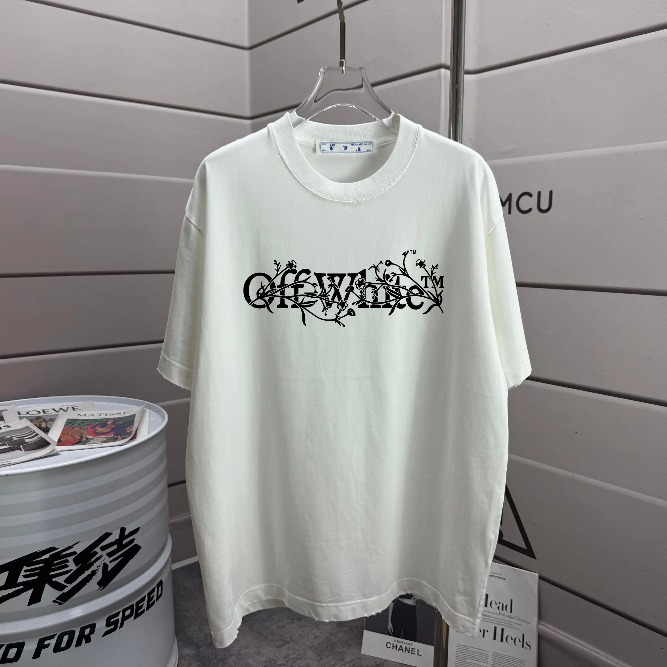 Logo-Print Distressed Cotton T-Shirt D14012569