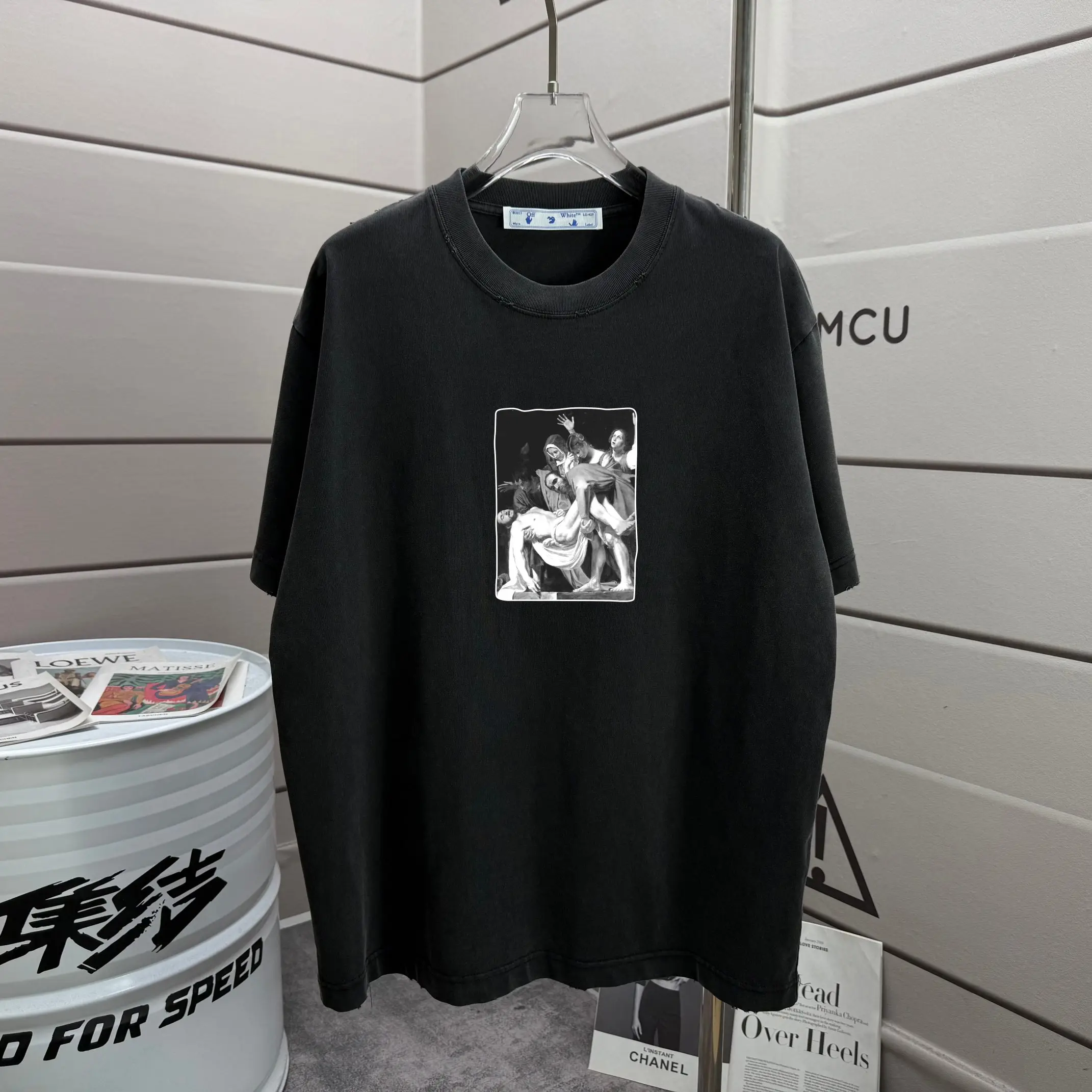 Logo-Print Distressed Washed Cotton T-Shirt D14012574 — view 2
