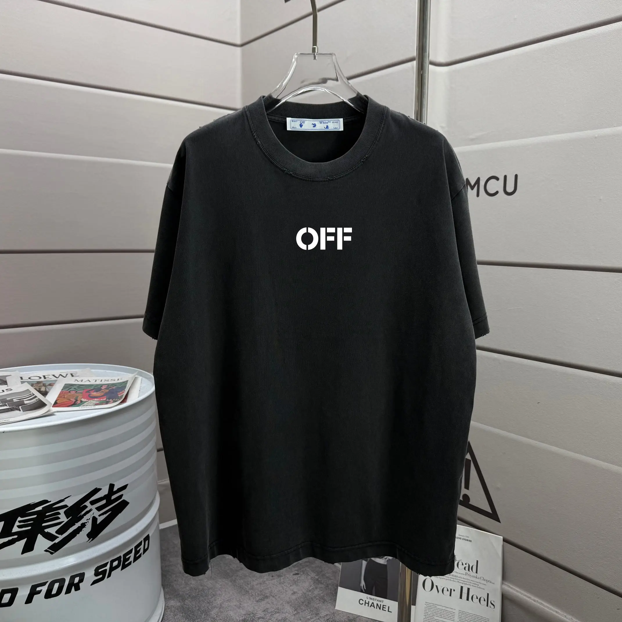 Distressed Logo Print Washed Cotton T-Shirt D14012578 — view 2