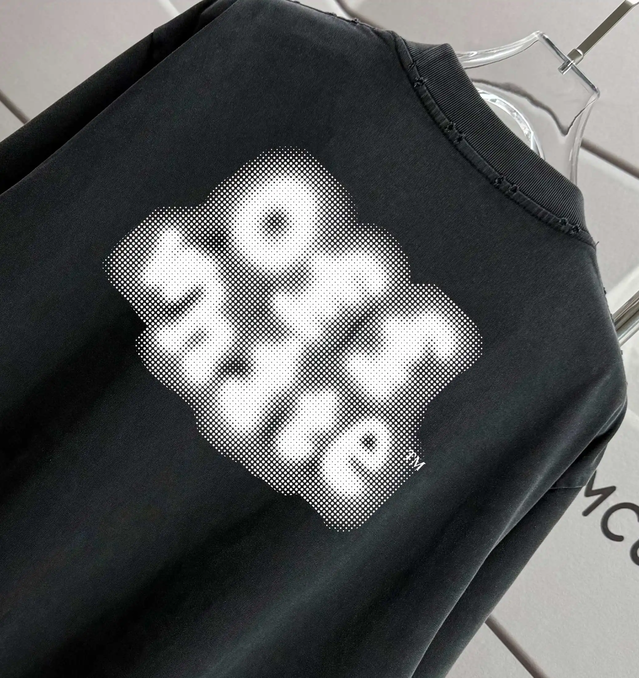 Distressed Logo Print Washed Cotton T-Shirt D14012578 — view 3