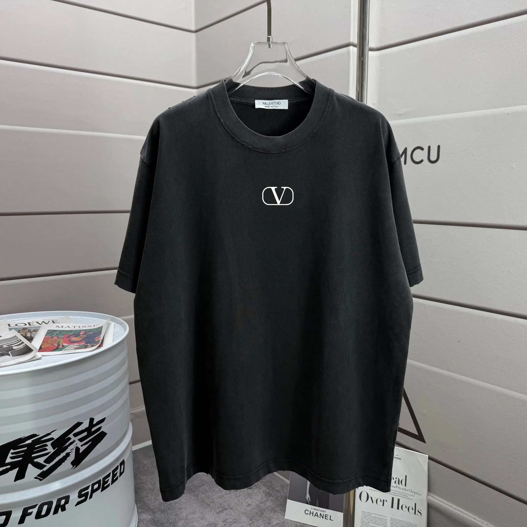 Logo Print Distressed Washed Cotton T-Shirt D14015619 — view 2