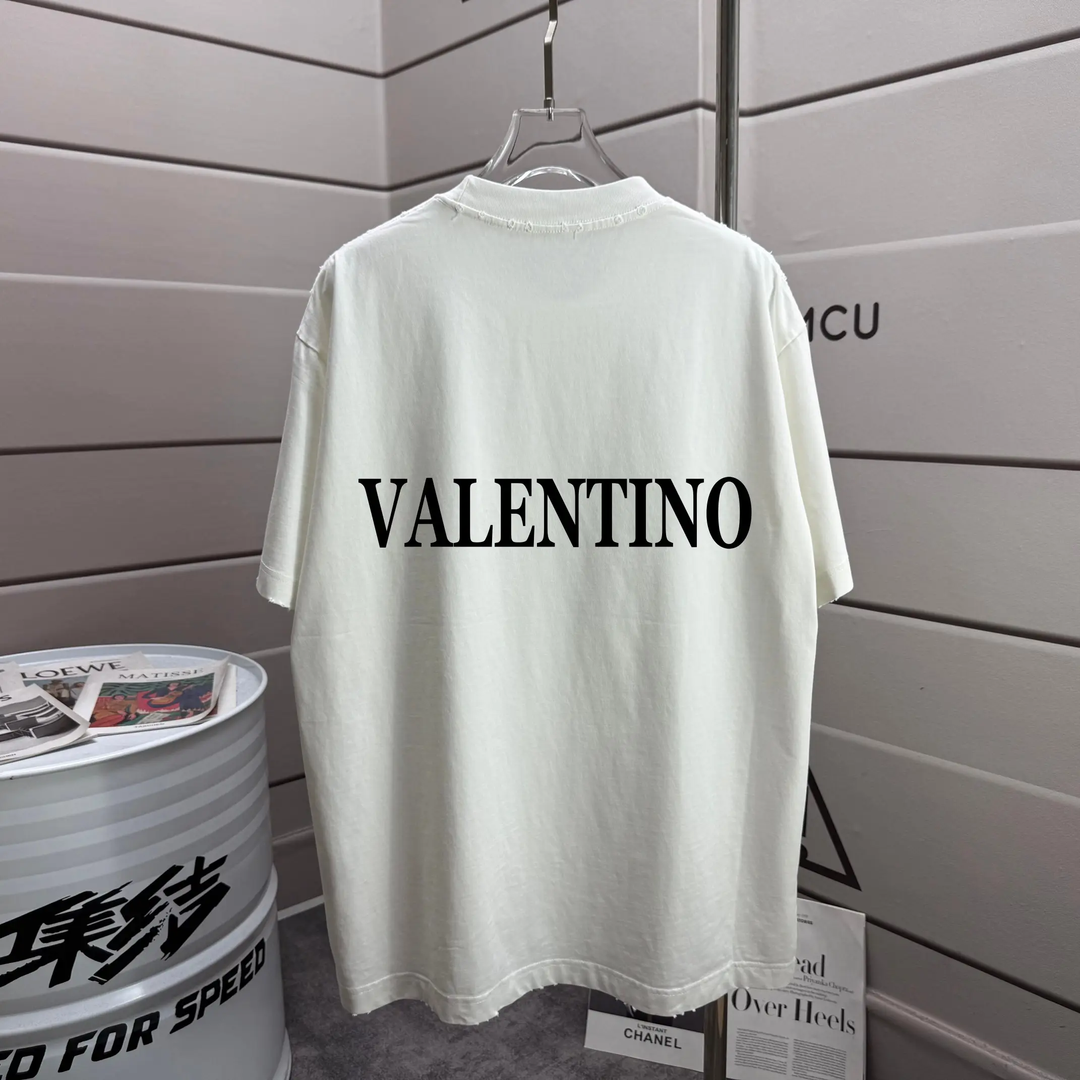 Distressed Logo Print Cotton T-Shirt D14015620