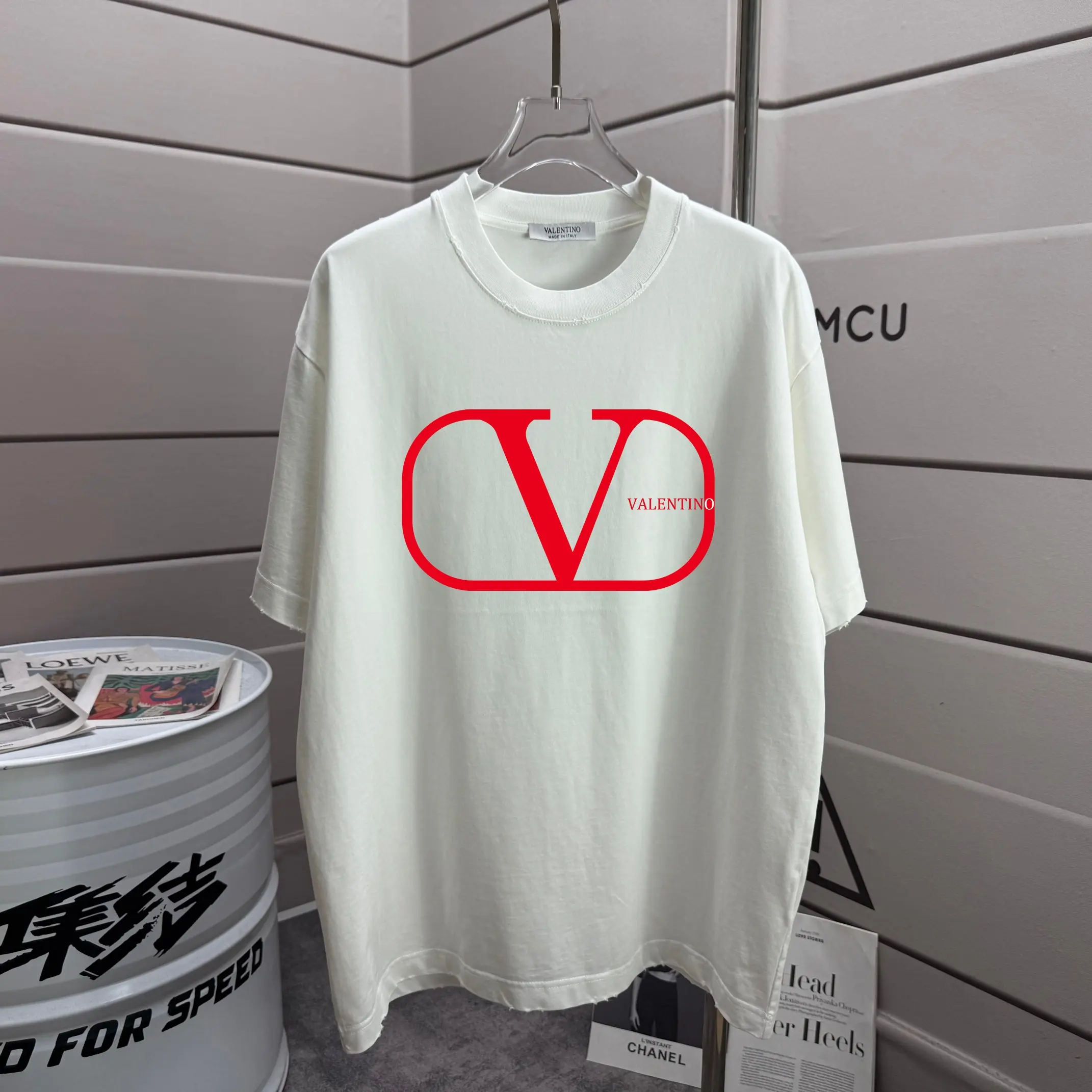 VLogo Distressed Cotton-Jersey T-Shirt D14015566