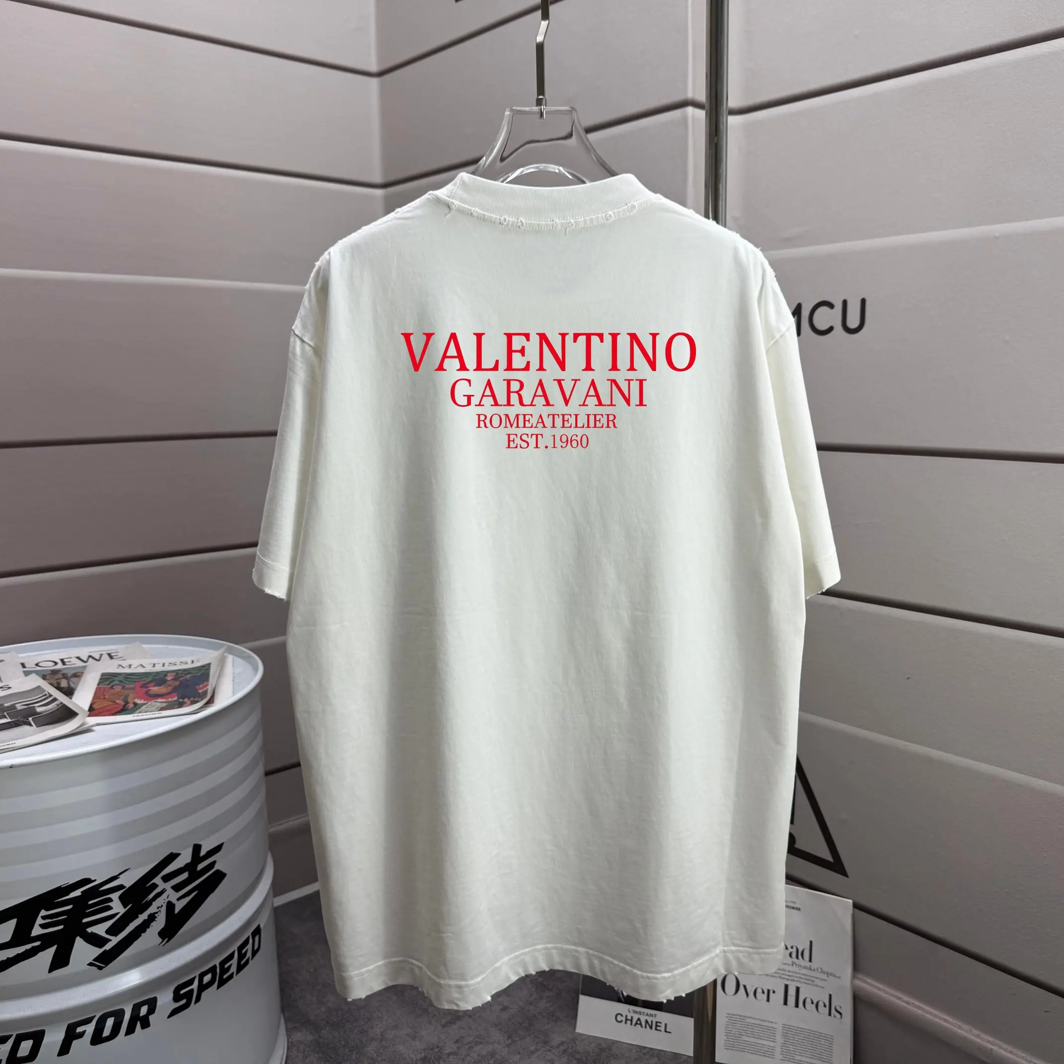 VLogo Distressed Cotton-Jersey T-Shirt D14015566 — view 2