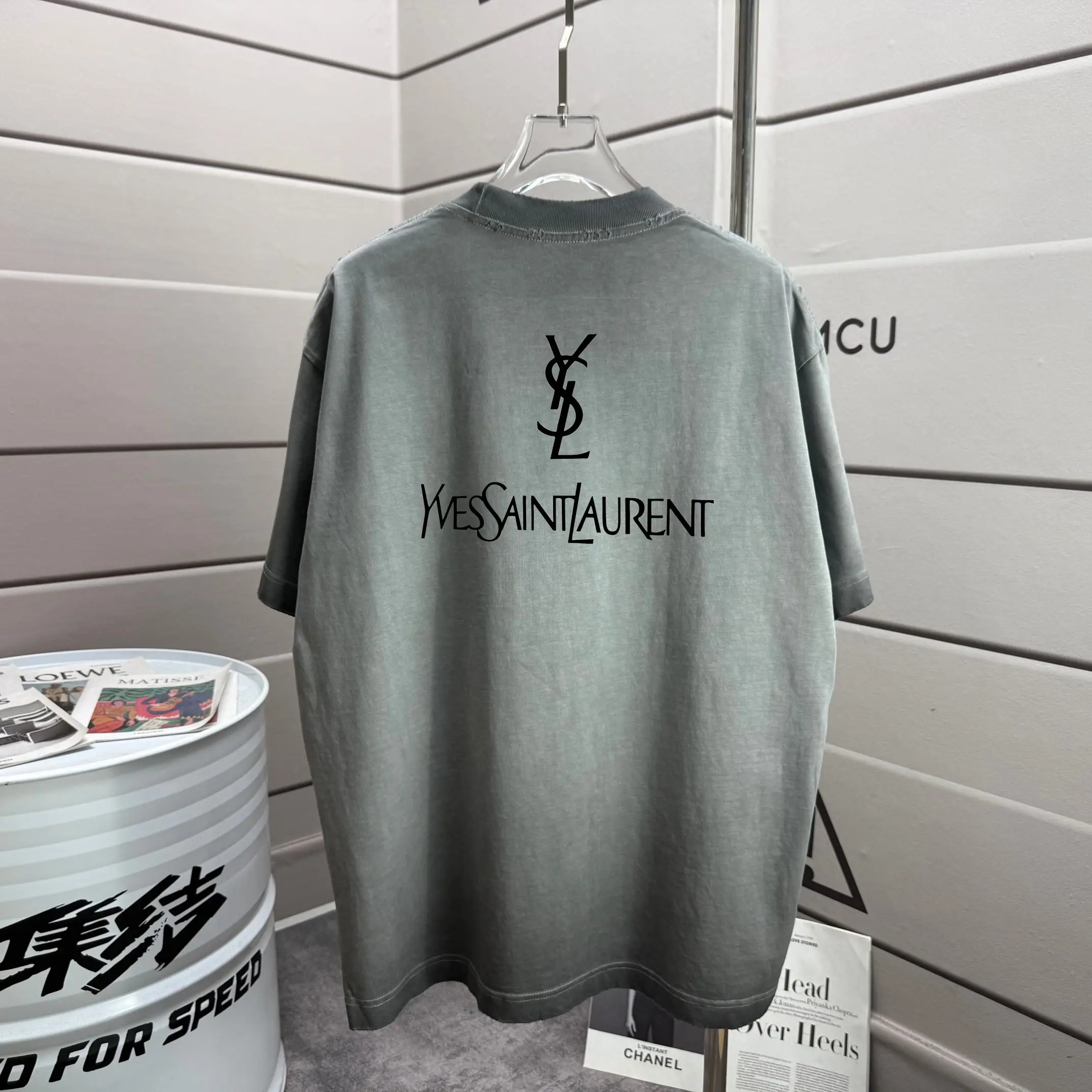 Logo Print Distressed Washed Cotton T-Shirt D14015617