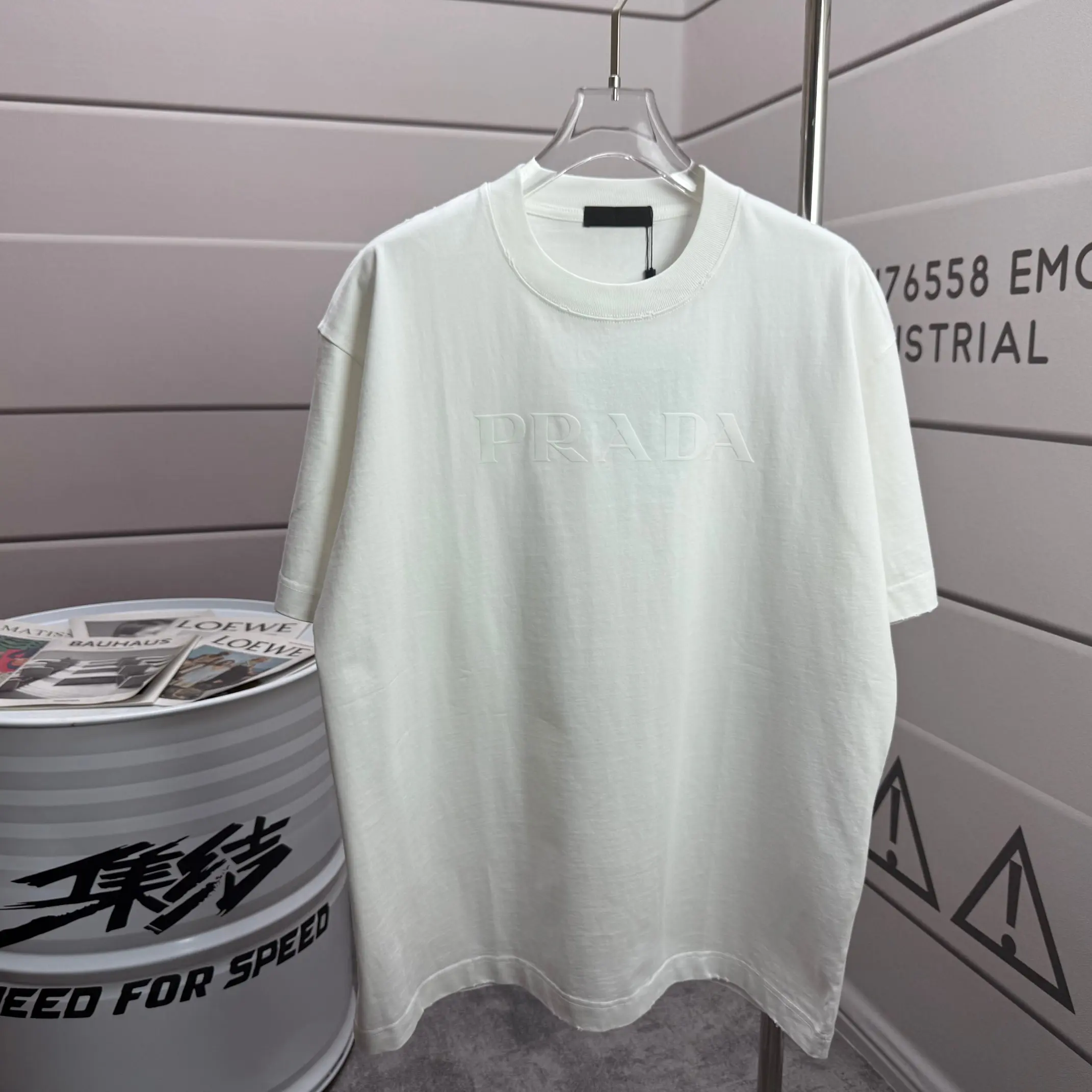 Logo Flocked Washed Cotton T-Shirt D14512540
