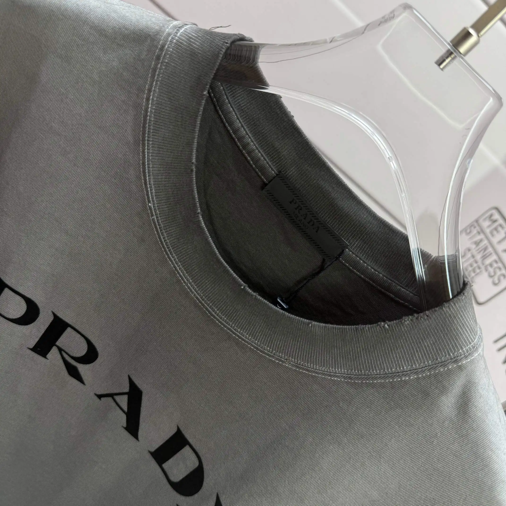 Logo Flocked Washed Cotton T-Shirt D14512542 — view 3