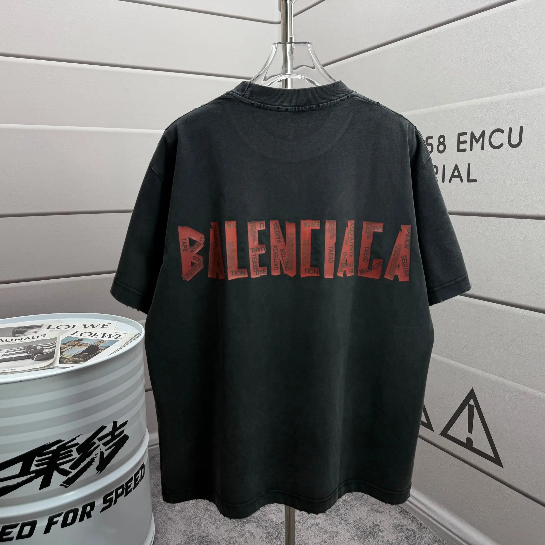 Logo Print Distressed Washed Cotton T-Shirt D15015543