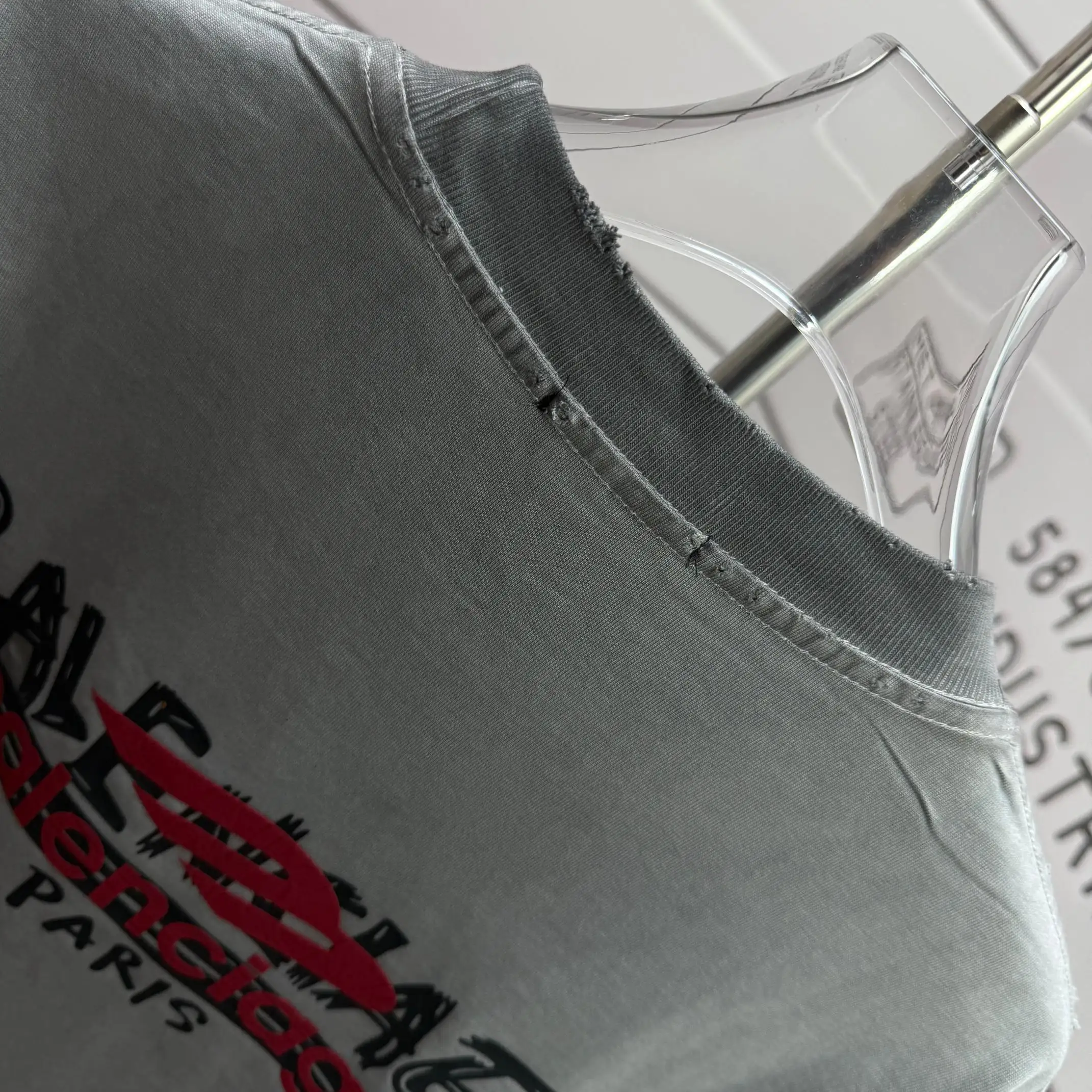 Logo Print Distressed Washed Cotton T-Shirt D15015548 — view 7