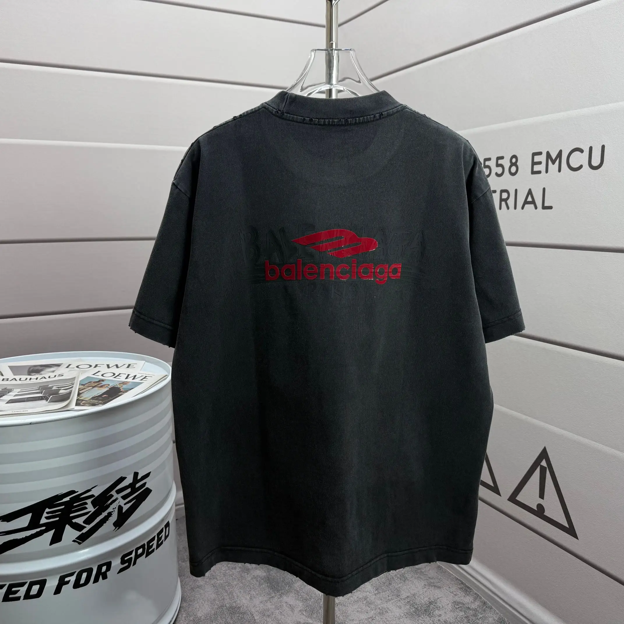 Logo-Print Distressed Washed Cotton T-Shirt D15015547