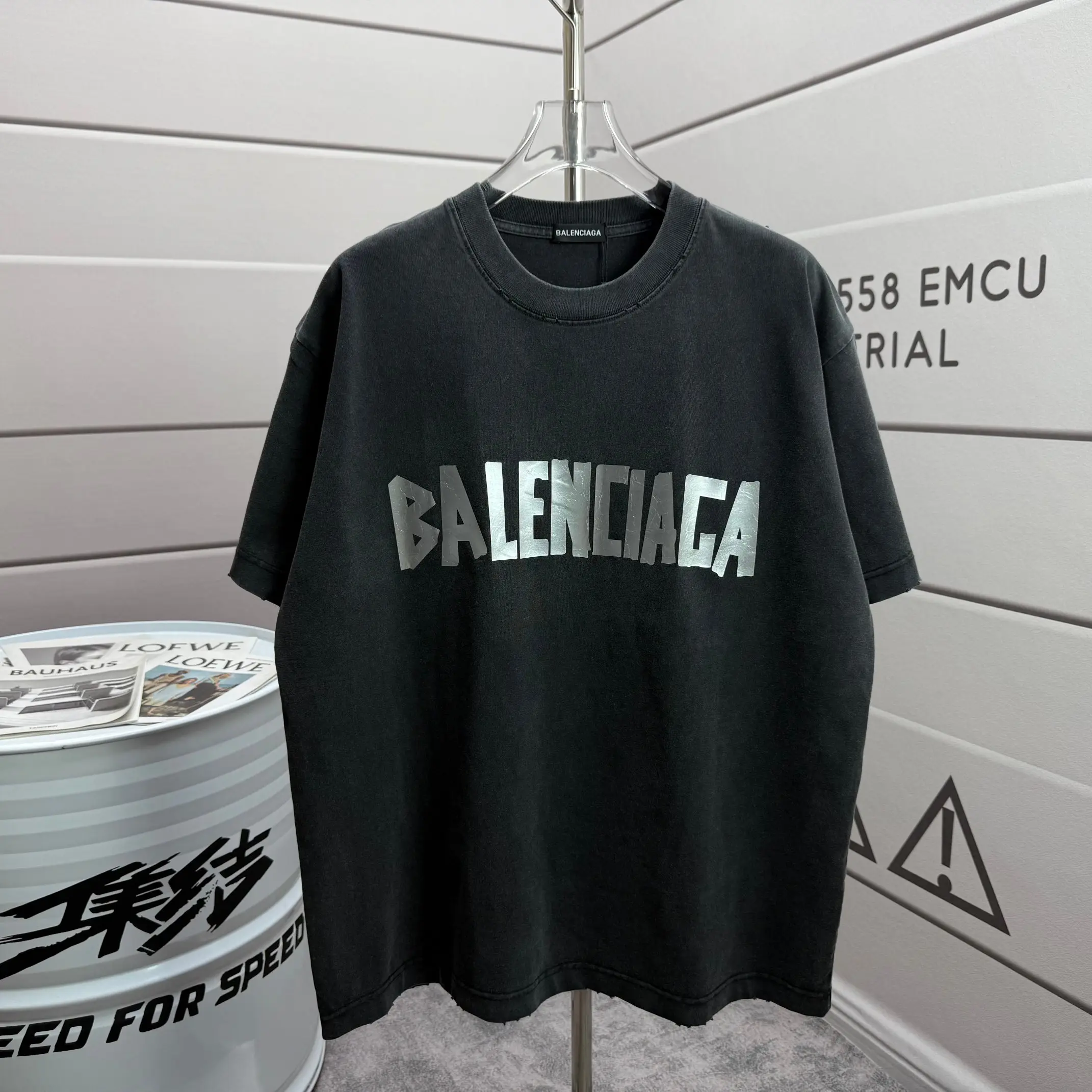 Logo-Print Distressed Washed Cotton T-Shirt D15015553