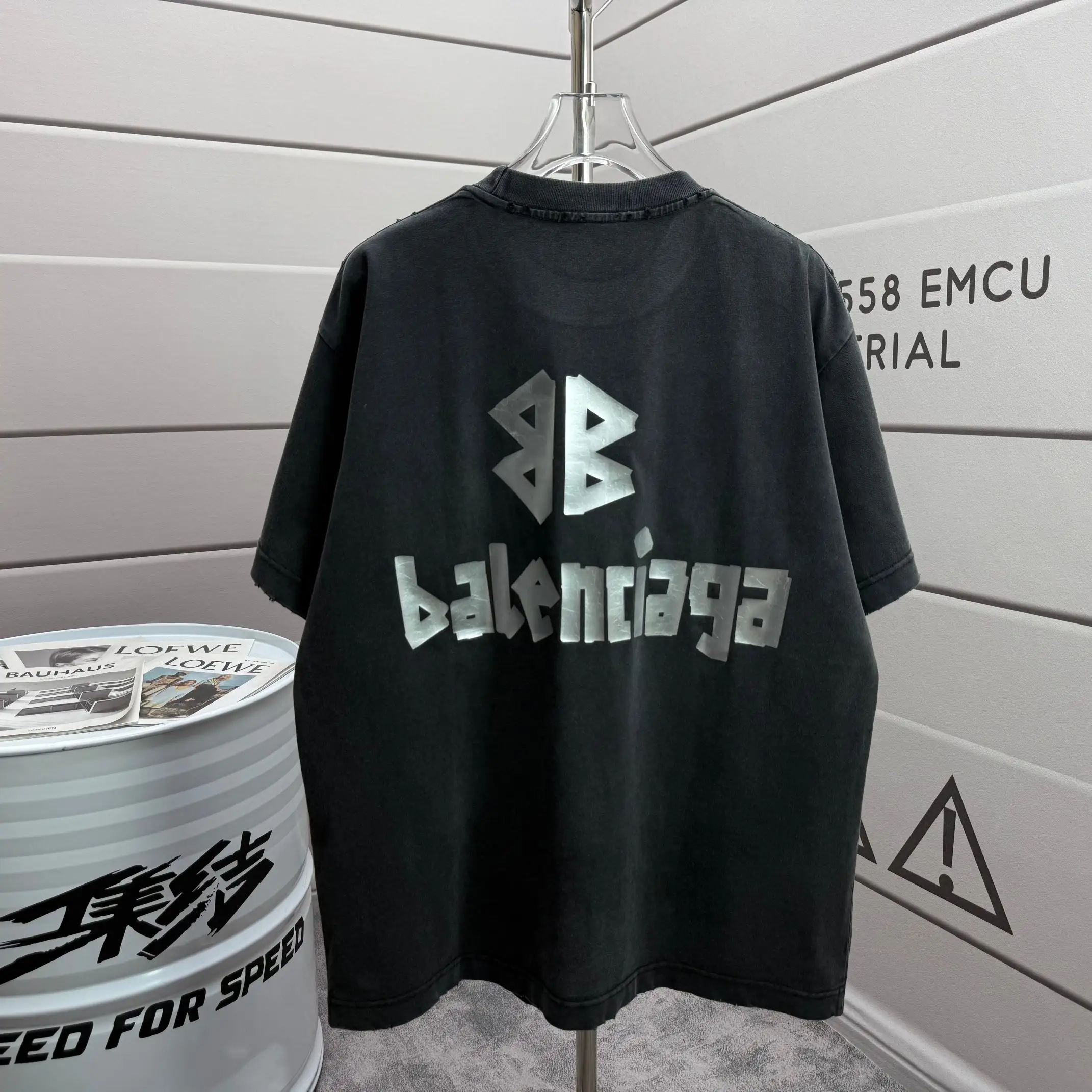 Logo-Print Distressed Washed Cotton T-Shirt D15015553 — view 2