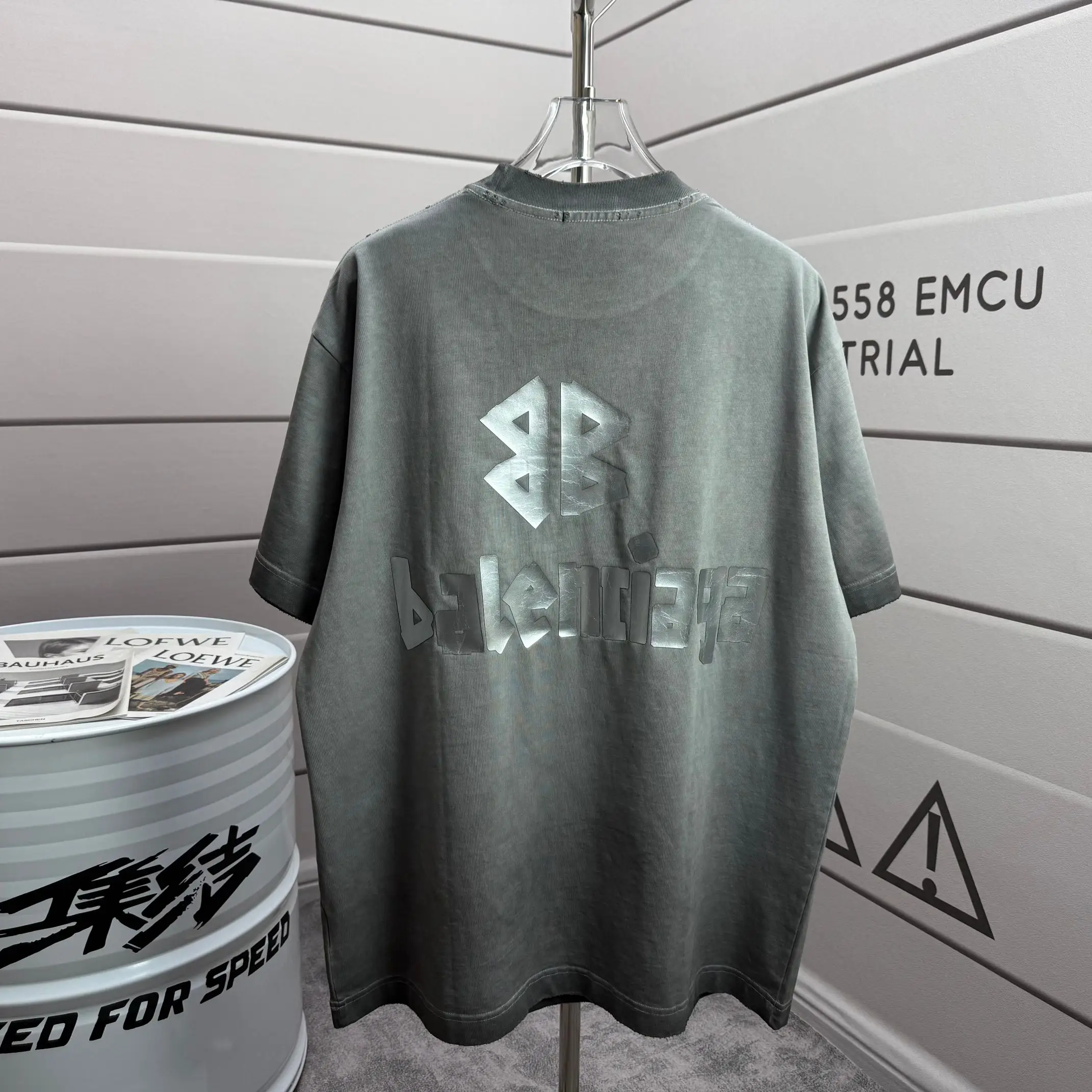 Logo-Print Distressed Washed Cotton T-Shirt D15015554 — view 2