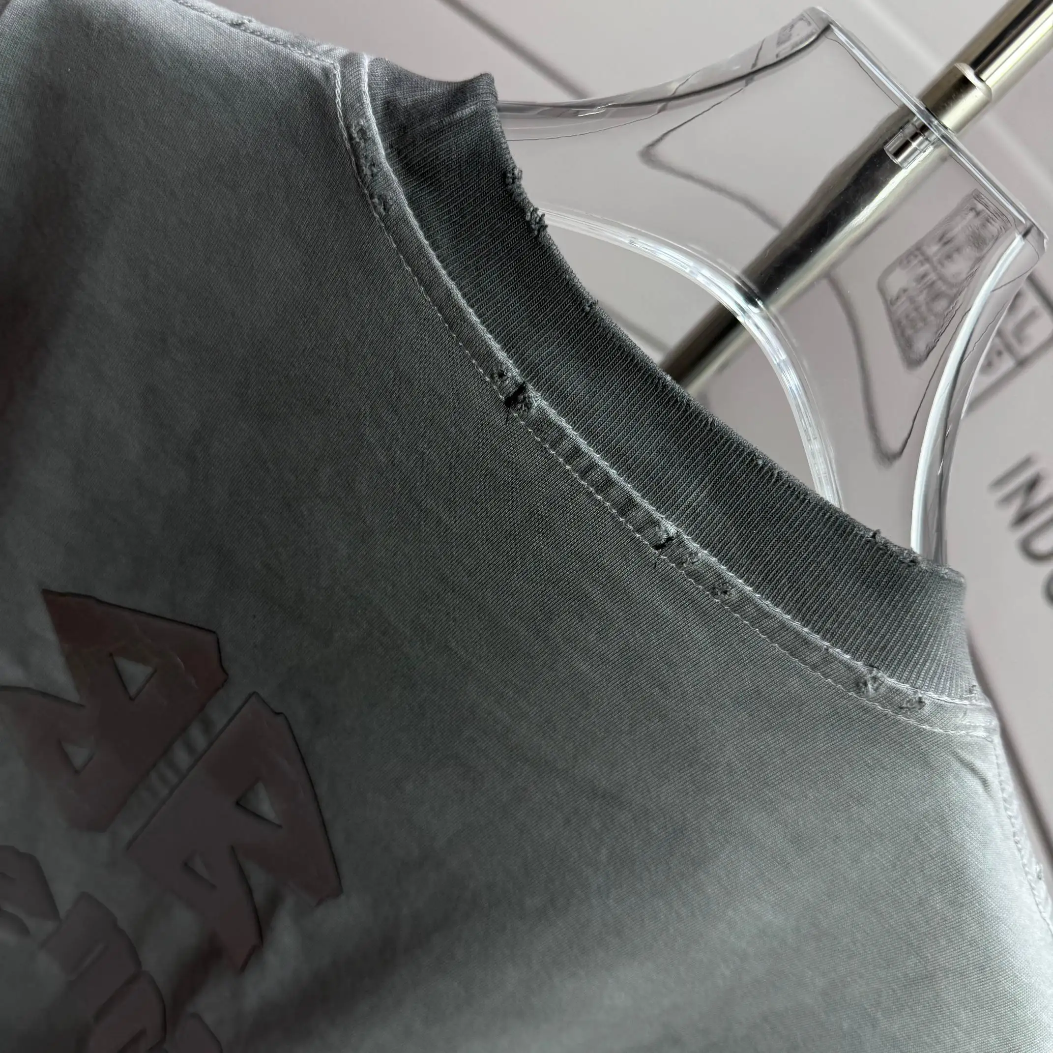 Logo-Print Distressed Washed Cotton T-Shirt D15015554 — view 8