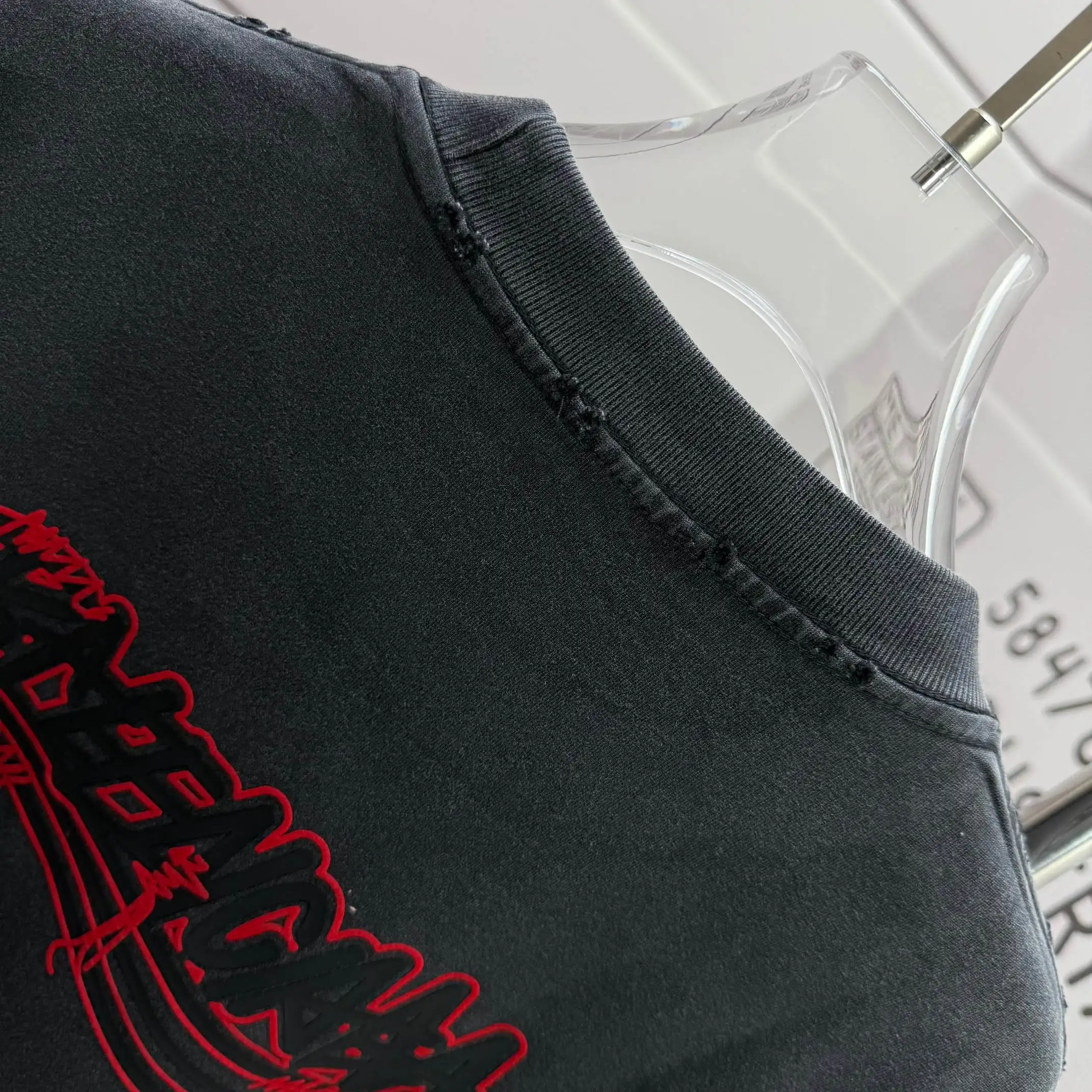 Distressed Logo-Print Cotton-Jersey T-Shirt D15015516 — view 8