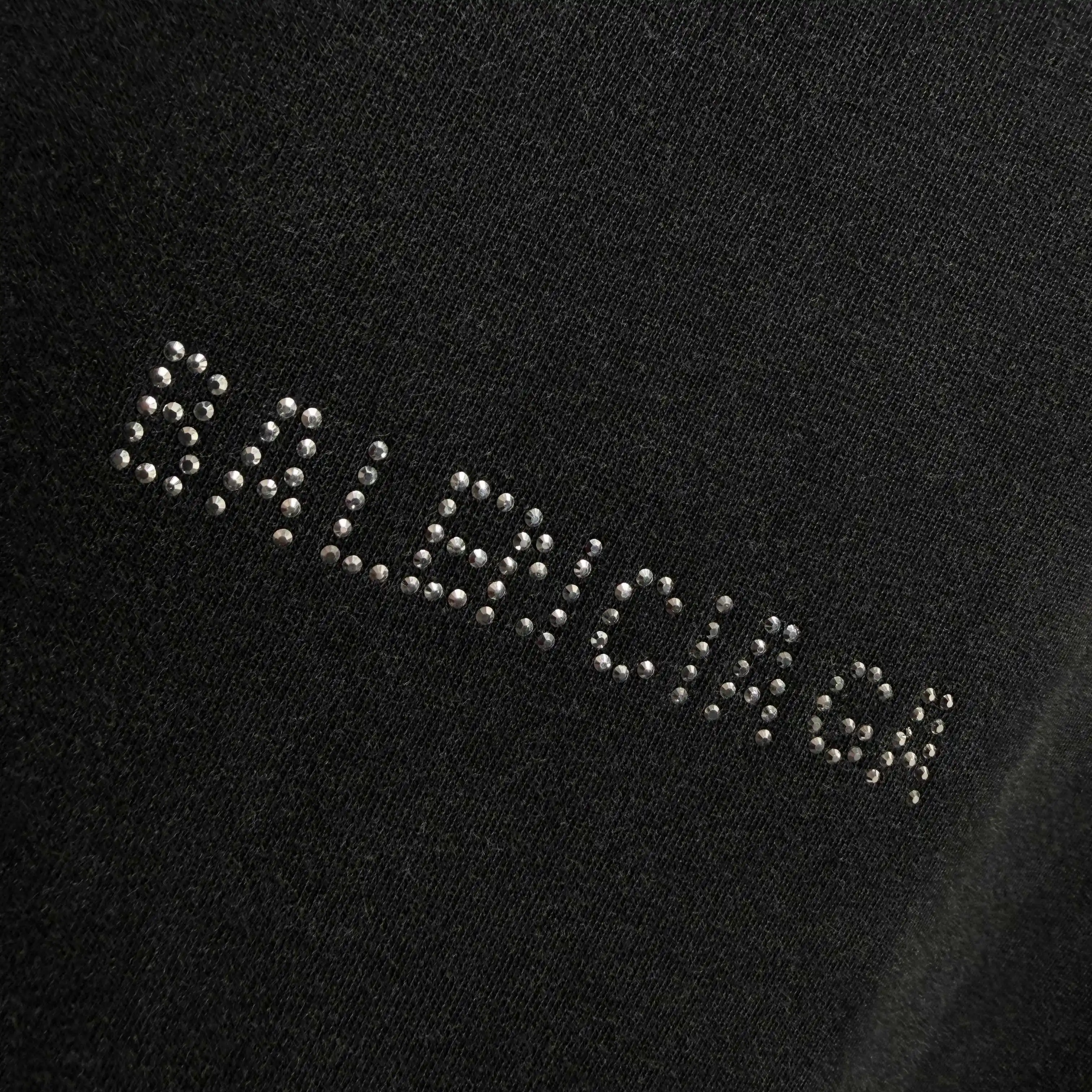 Logo Rhinestone Distressed Cotton T-Shirt D15015513 — view 5