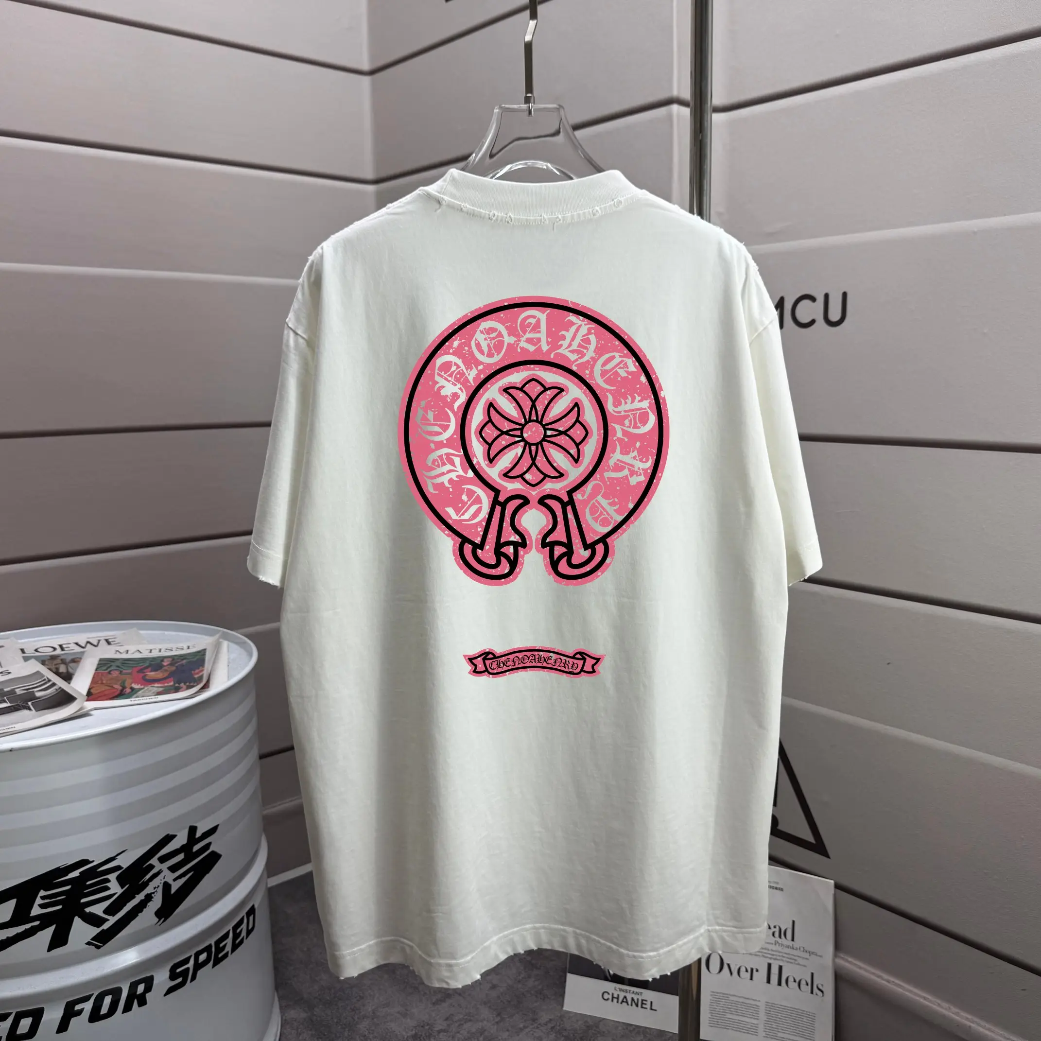 Distressed Logo Print Cotton T-Shirt D16013256