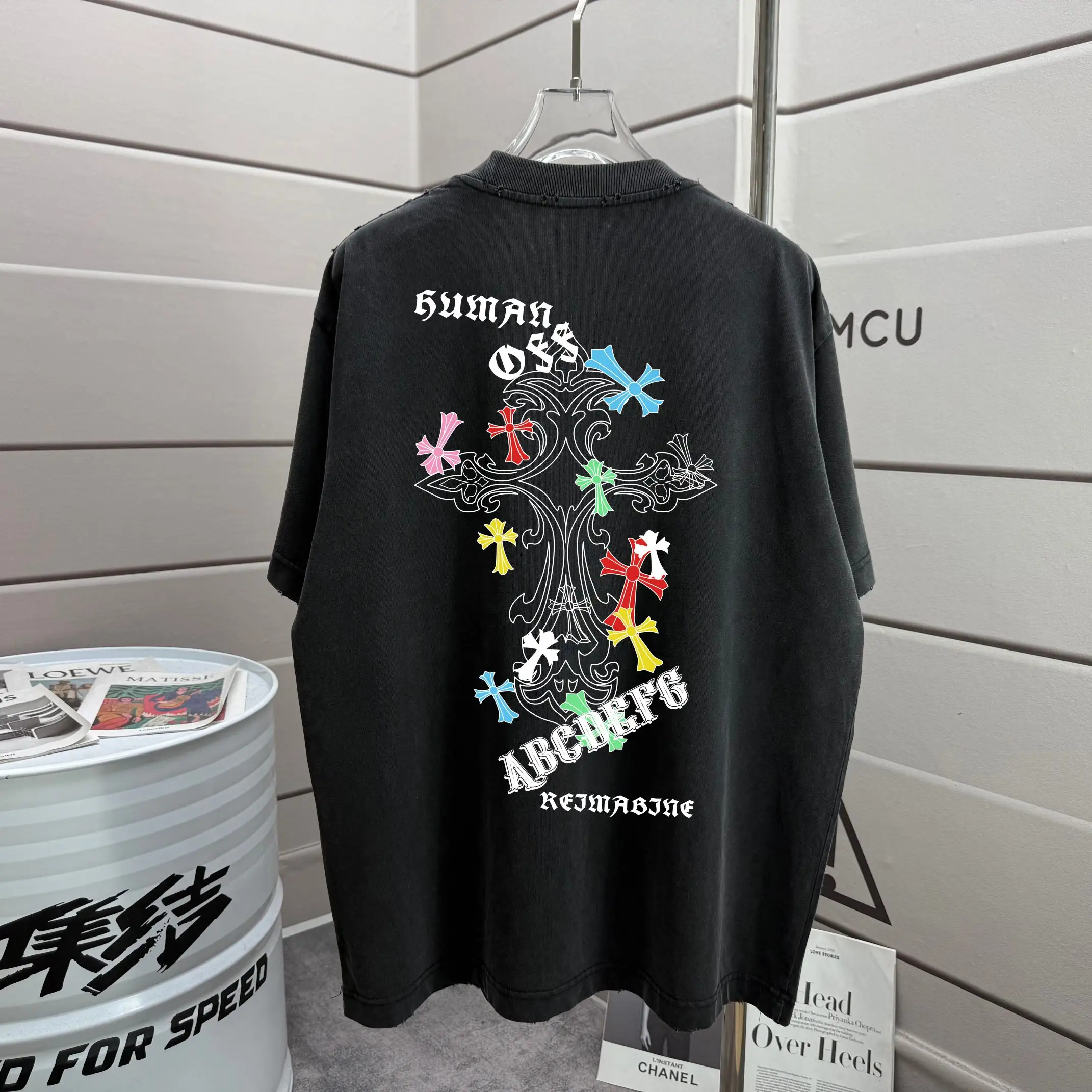 Graphic Print Washed Cotton T-Shirt D16013265
