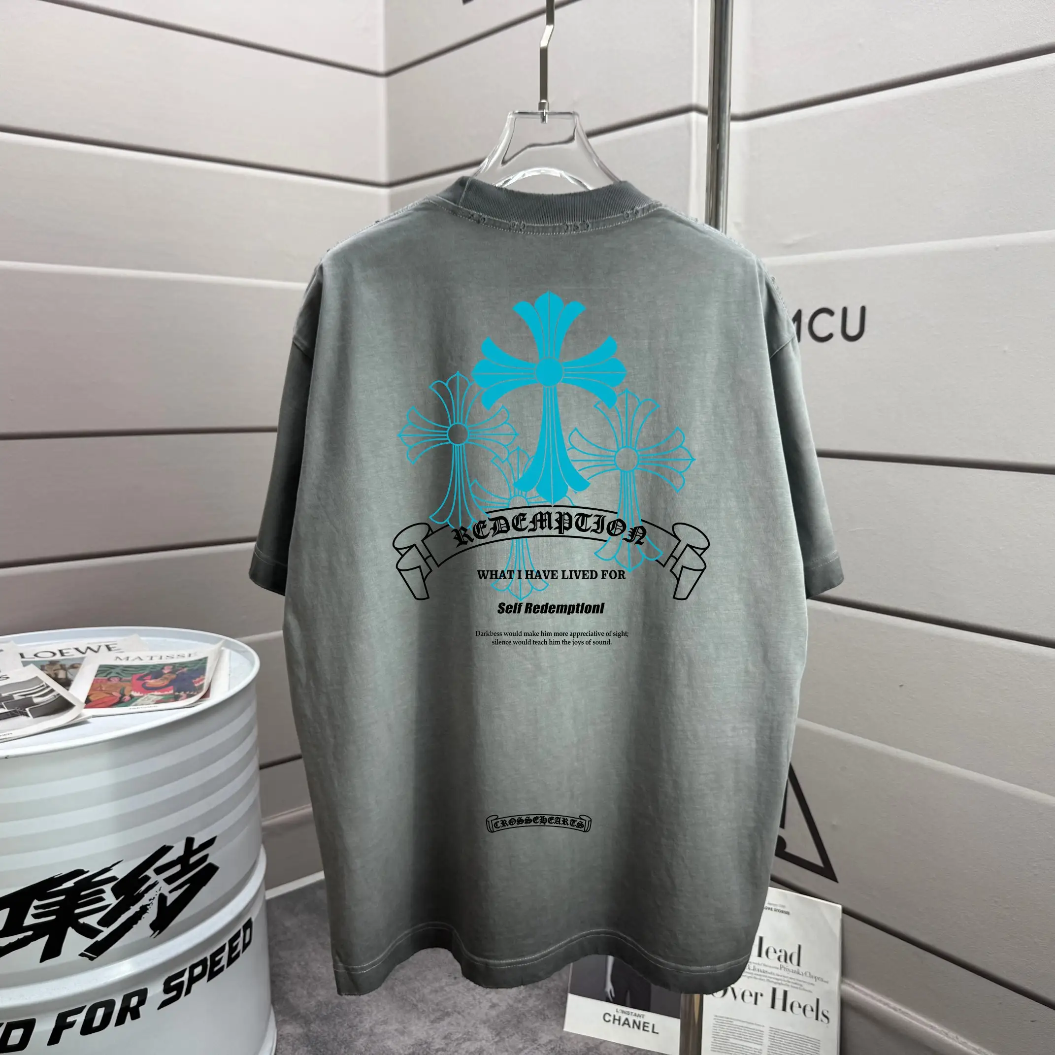 Distressed Graphic Print Cotton T-Shirt D16013262