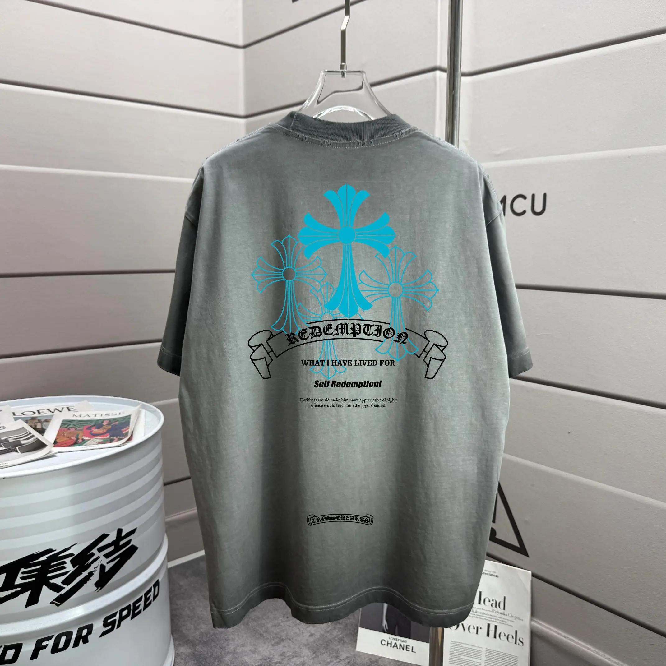Distressed Graphic Print Cotton T-Shirt D16013262
