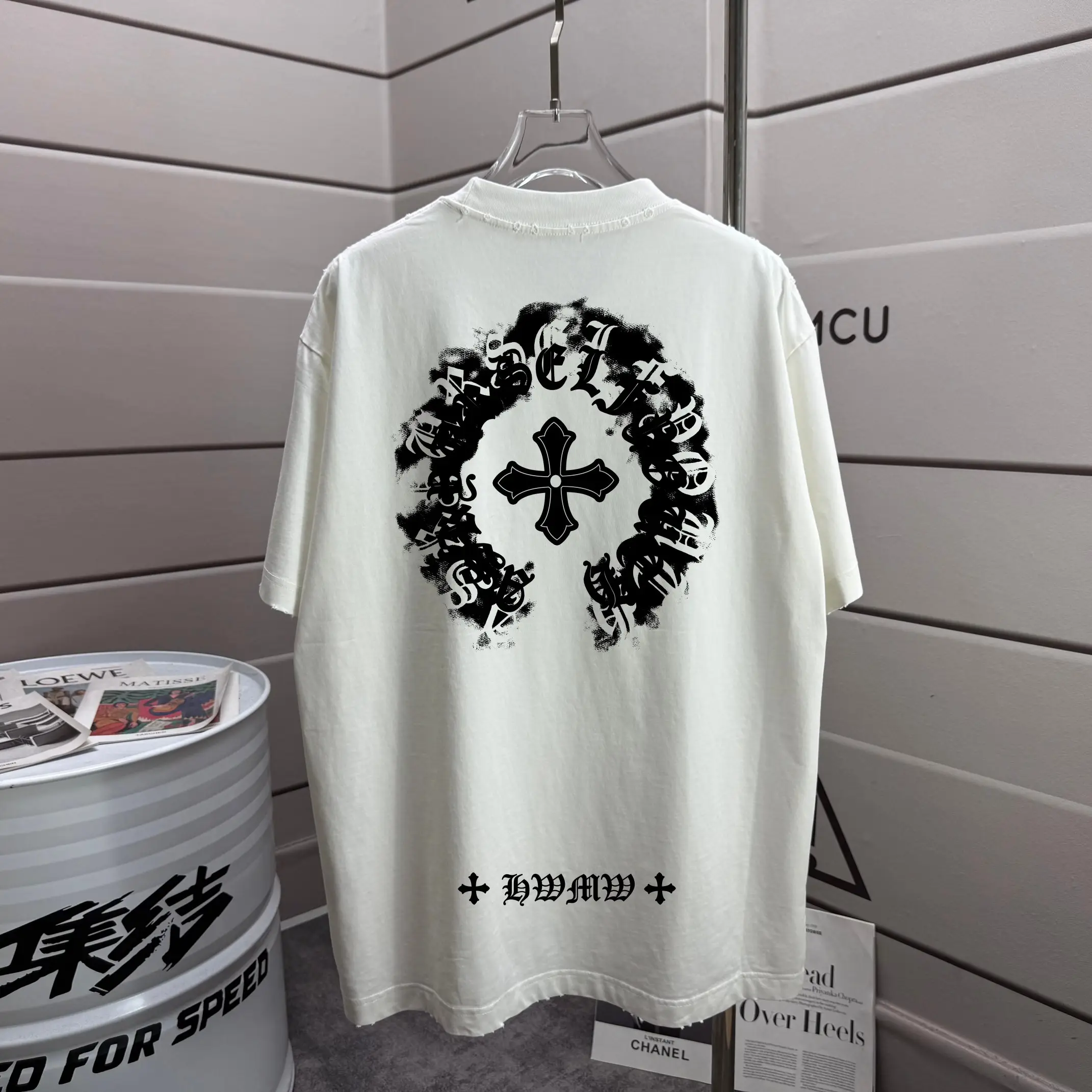 Distressed Graphic Print Cotton T-Shirt D16013276