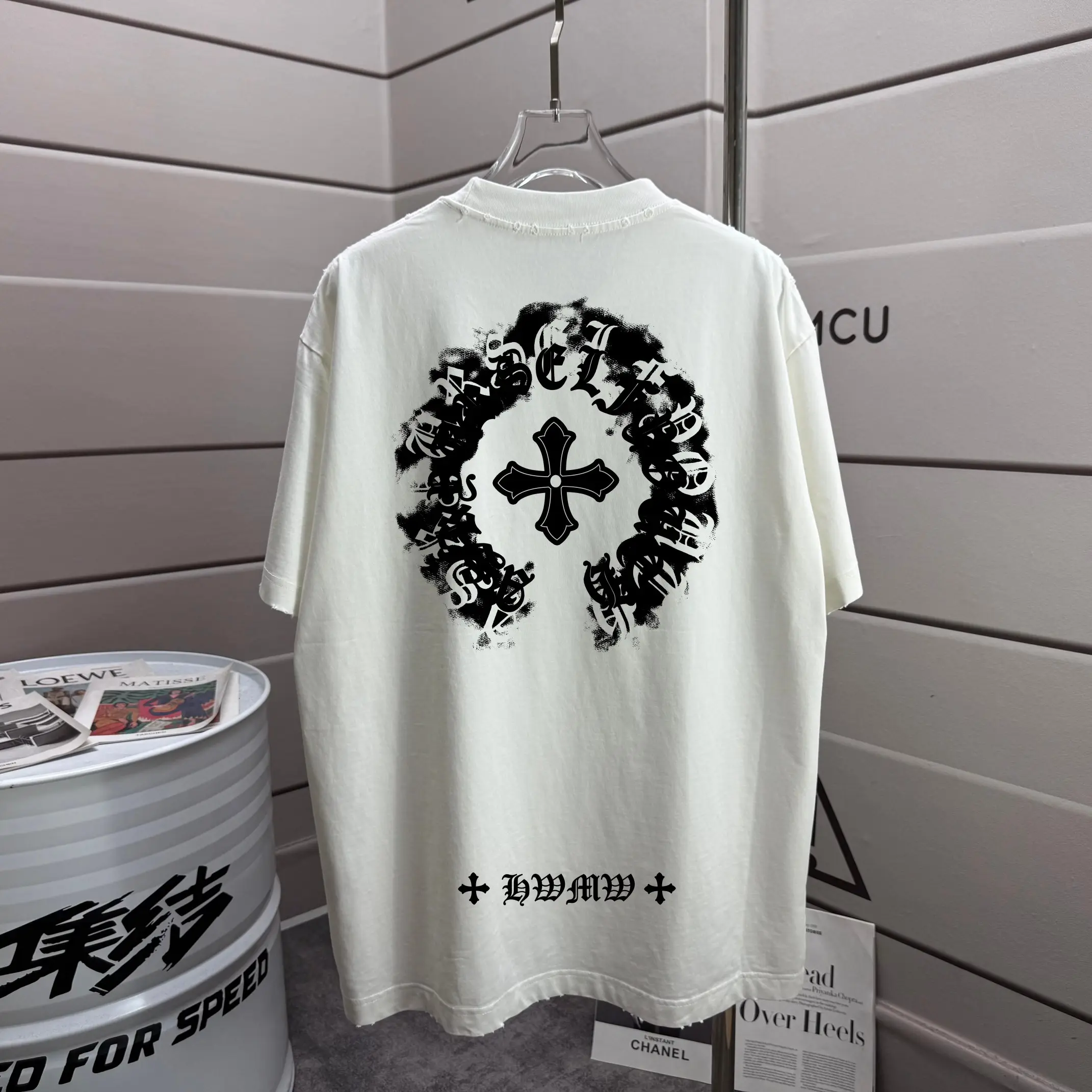 Distressed Graphic Print Cotton T-Shirt D16013276
