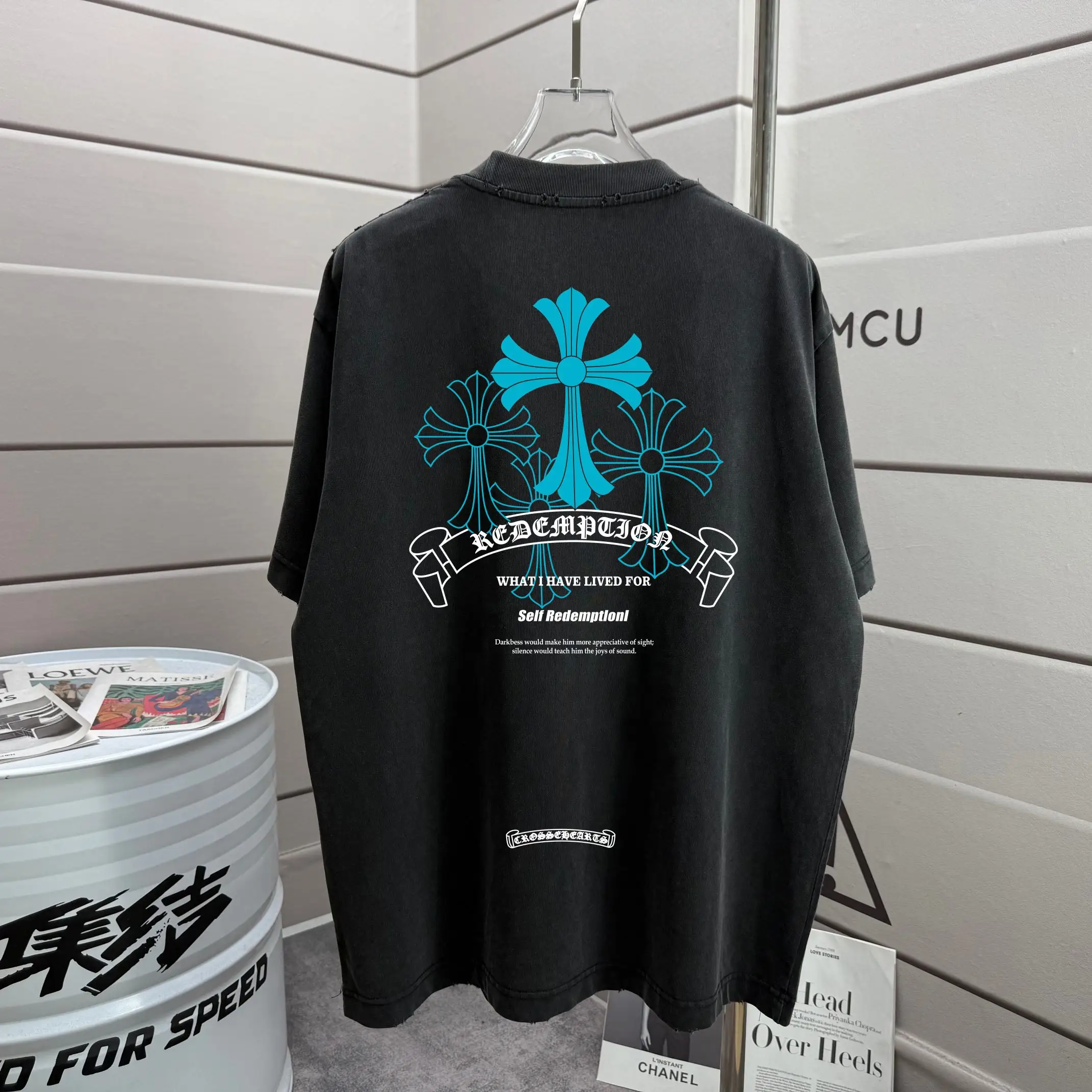 Distressed Graphic Print Cotton T-Shirt D16013261