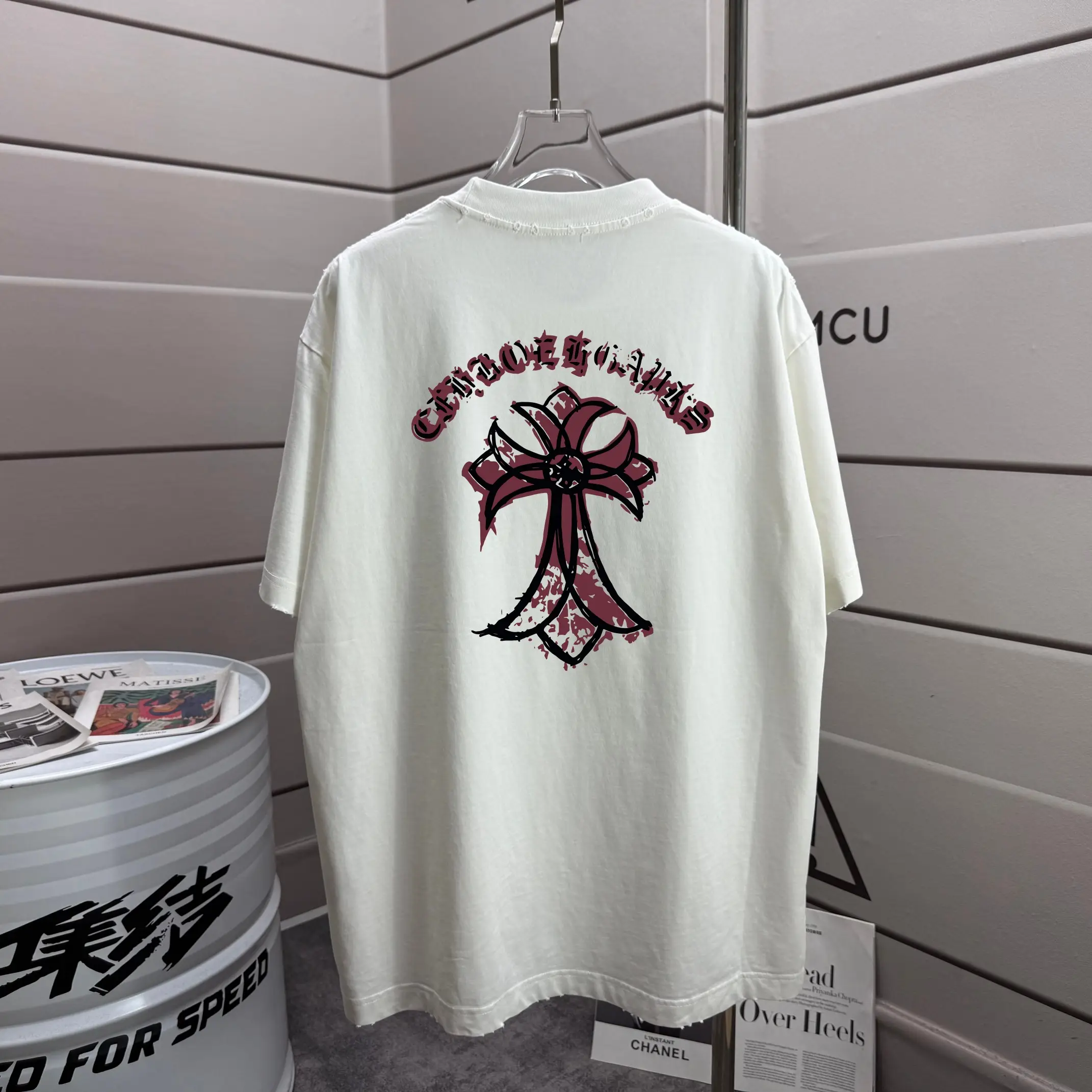 Distressed Graphic Print Cotton T-Shirt D16013272