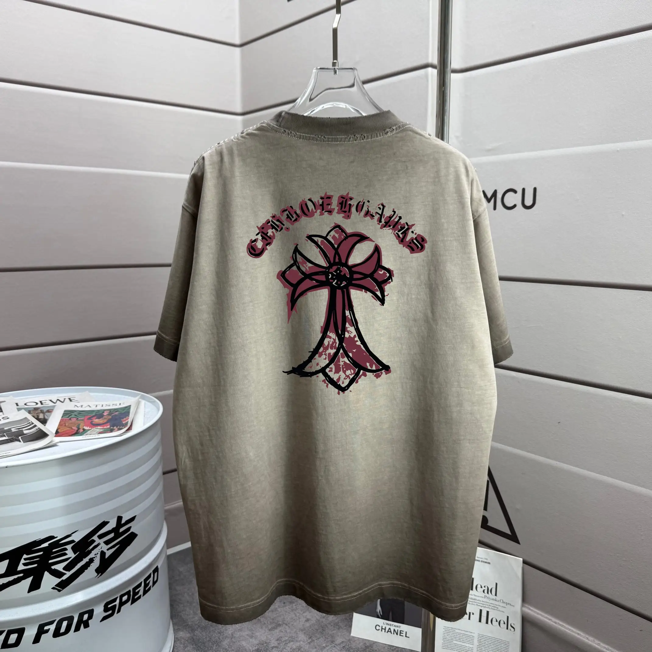 Distressed Washed Cotton Graphic T-Shirt D16013275