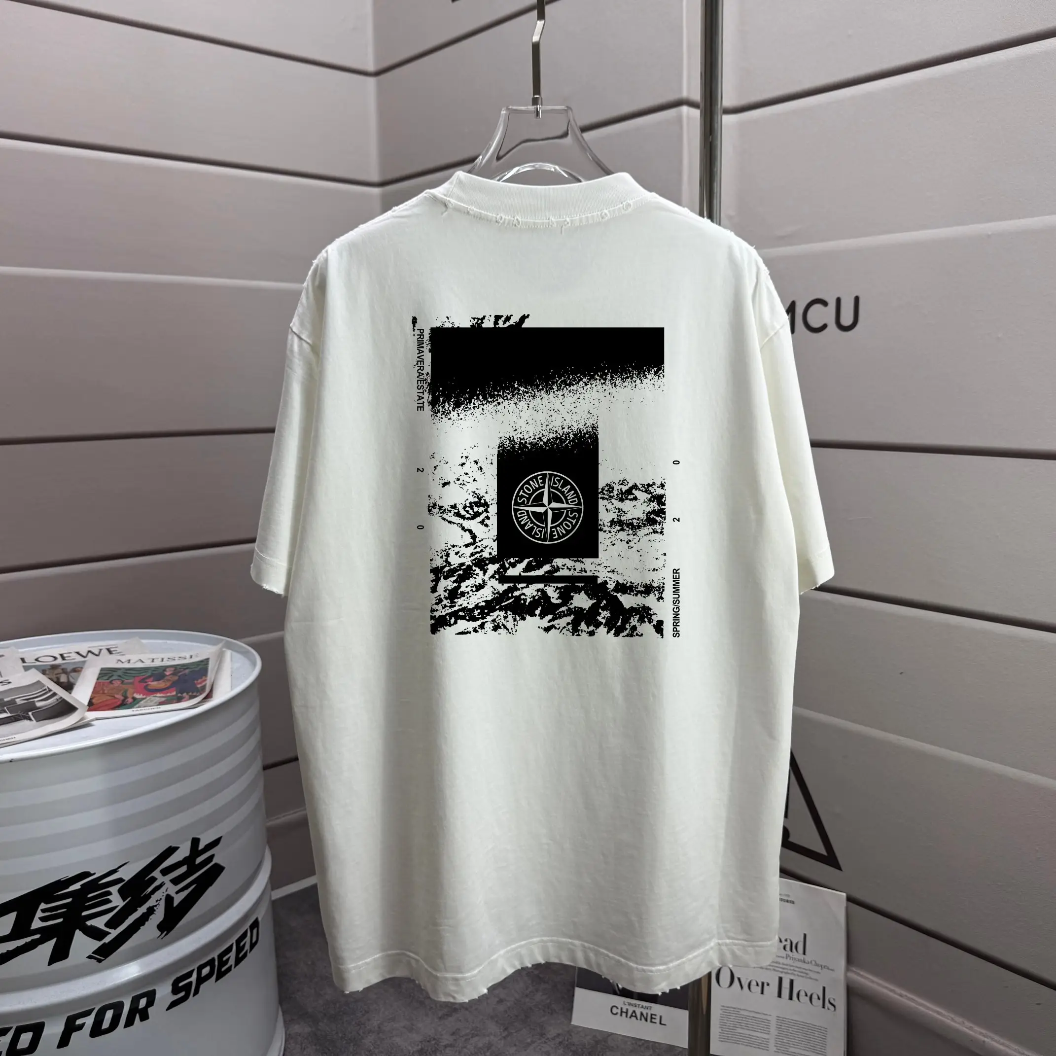 Distressed Graphic Print Cotton T-Shirt D16013284