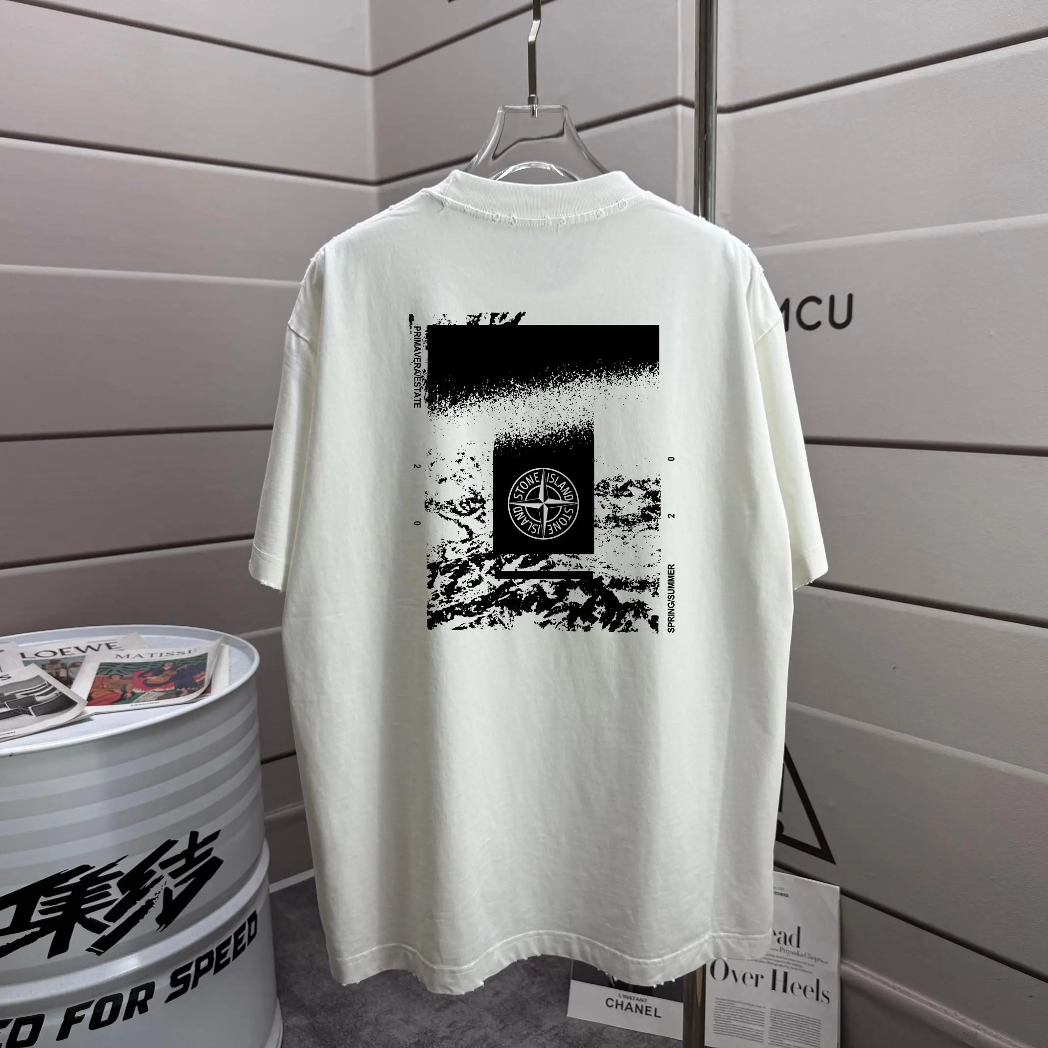 Distressed Graphic Print Cotton T-Shirt D16013284