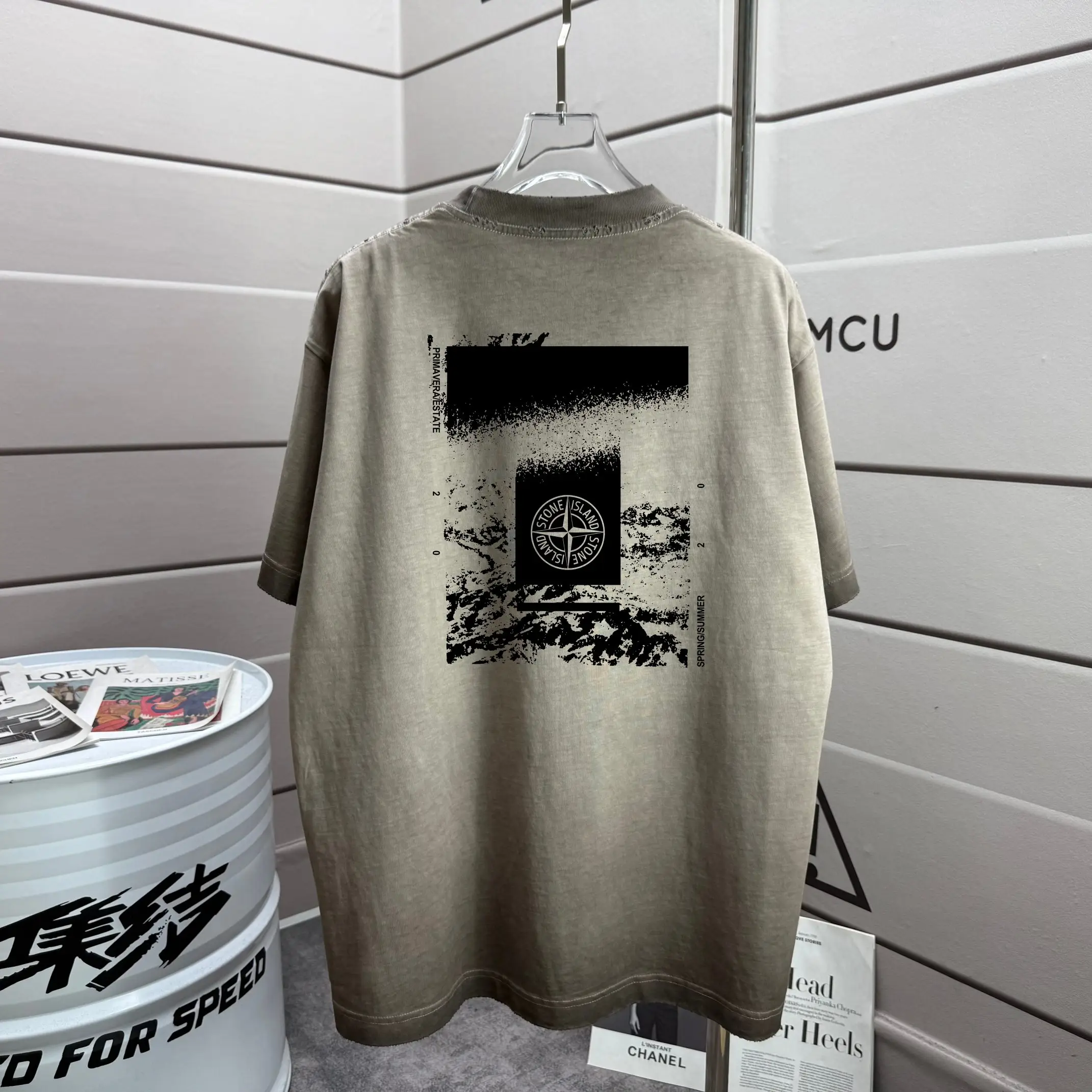 Distressed Graphic Print Cotton T-Shirt D16013287
